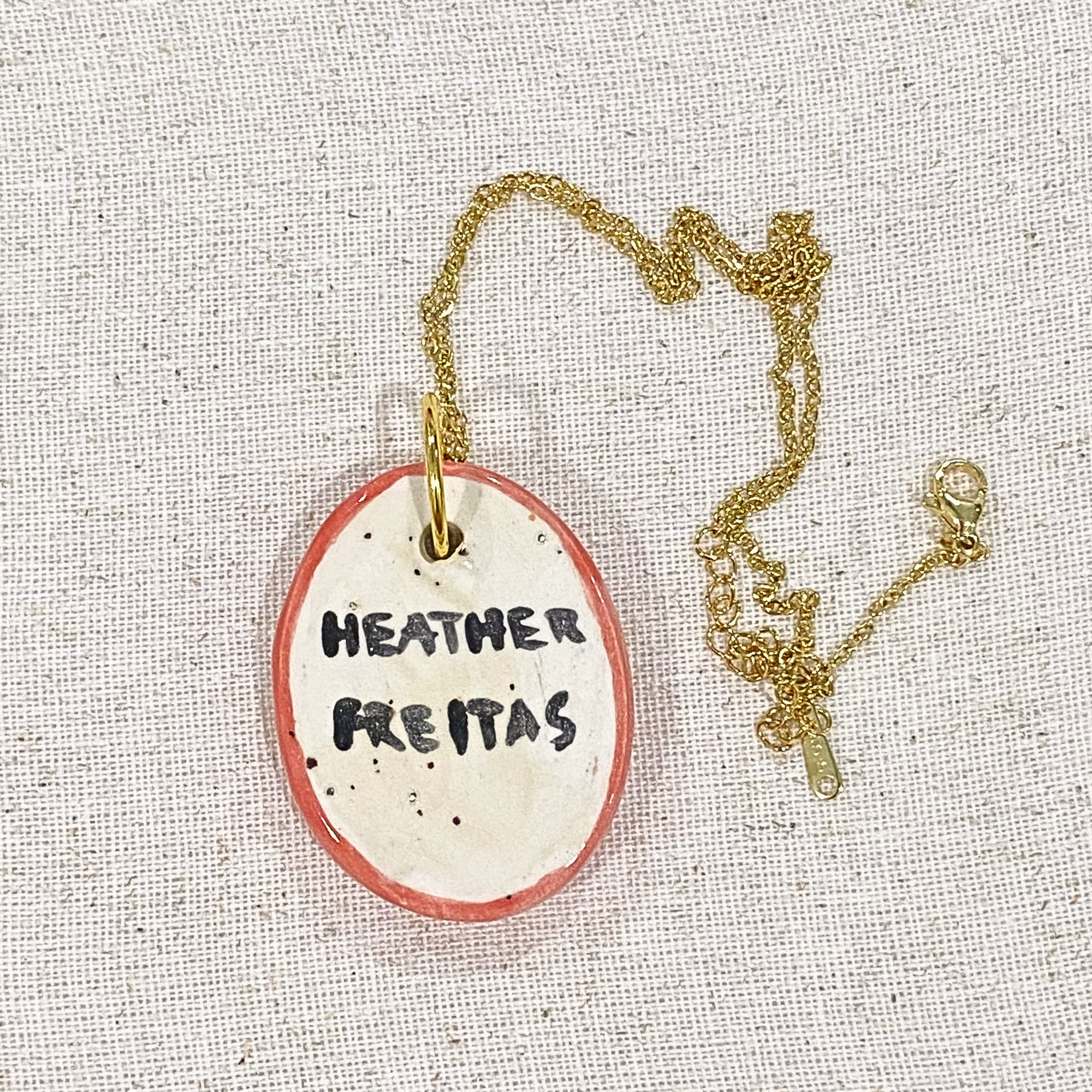 Black Cat Hand Painted Ceramic Necklace