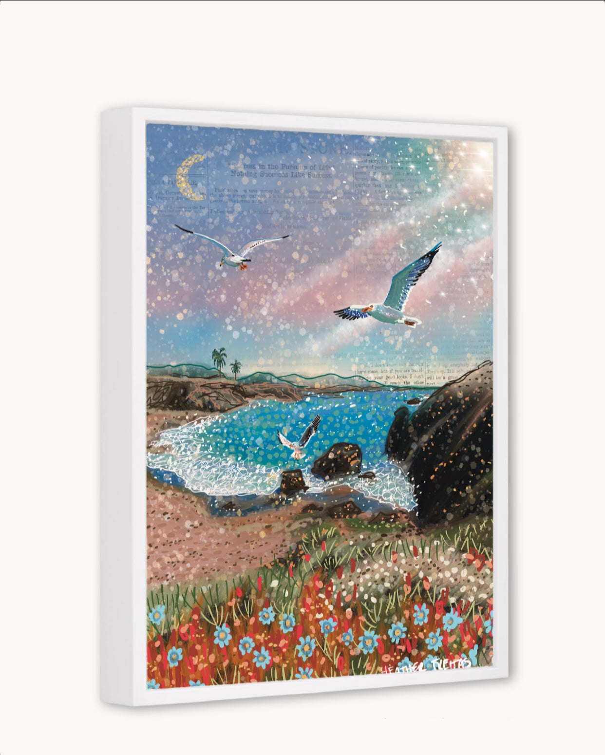 Radiant Shore Framed Canvas Print