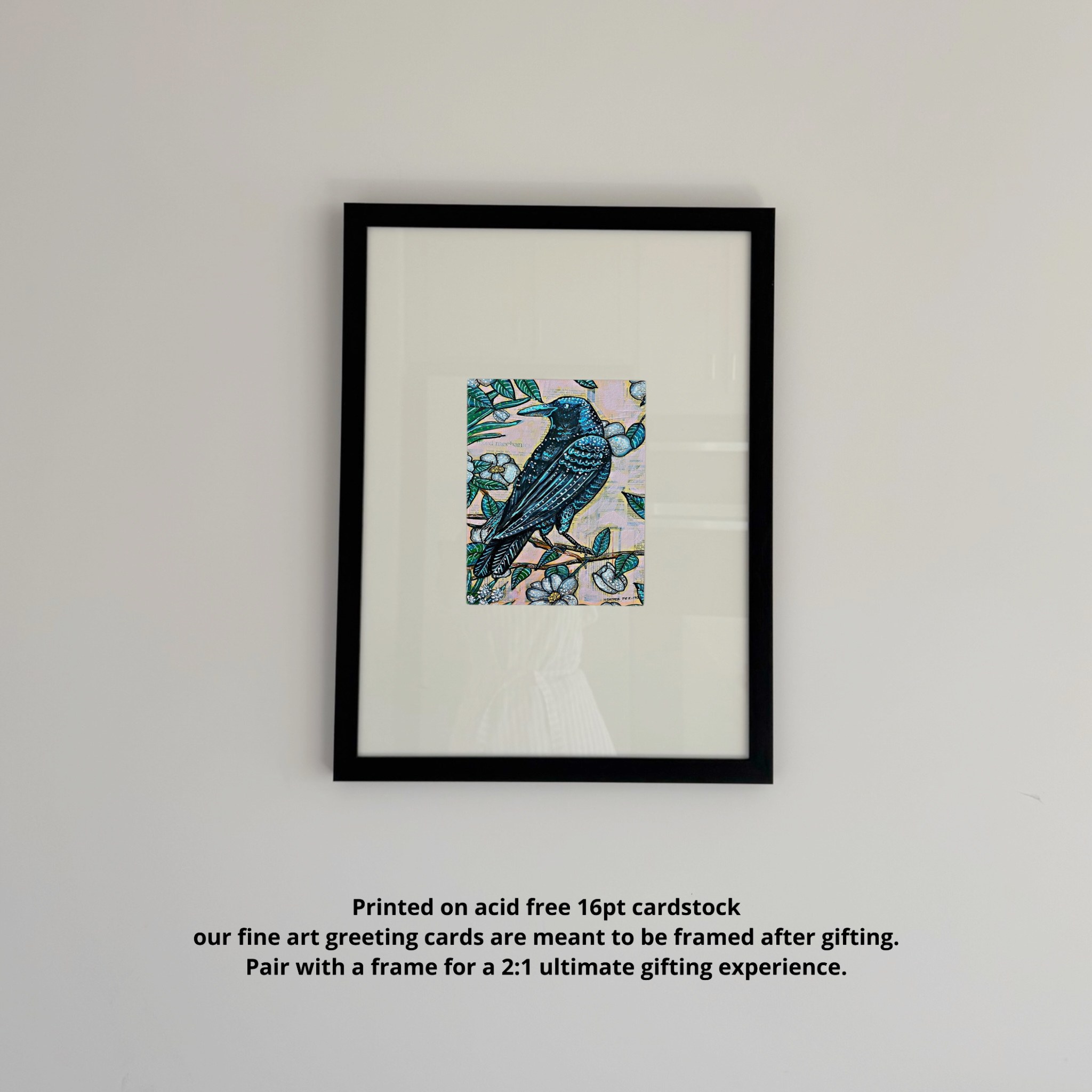 Vintage Floral Raven - Greeting Card / Fine Art Print