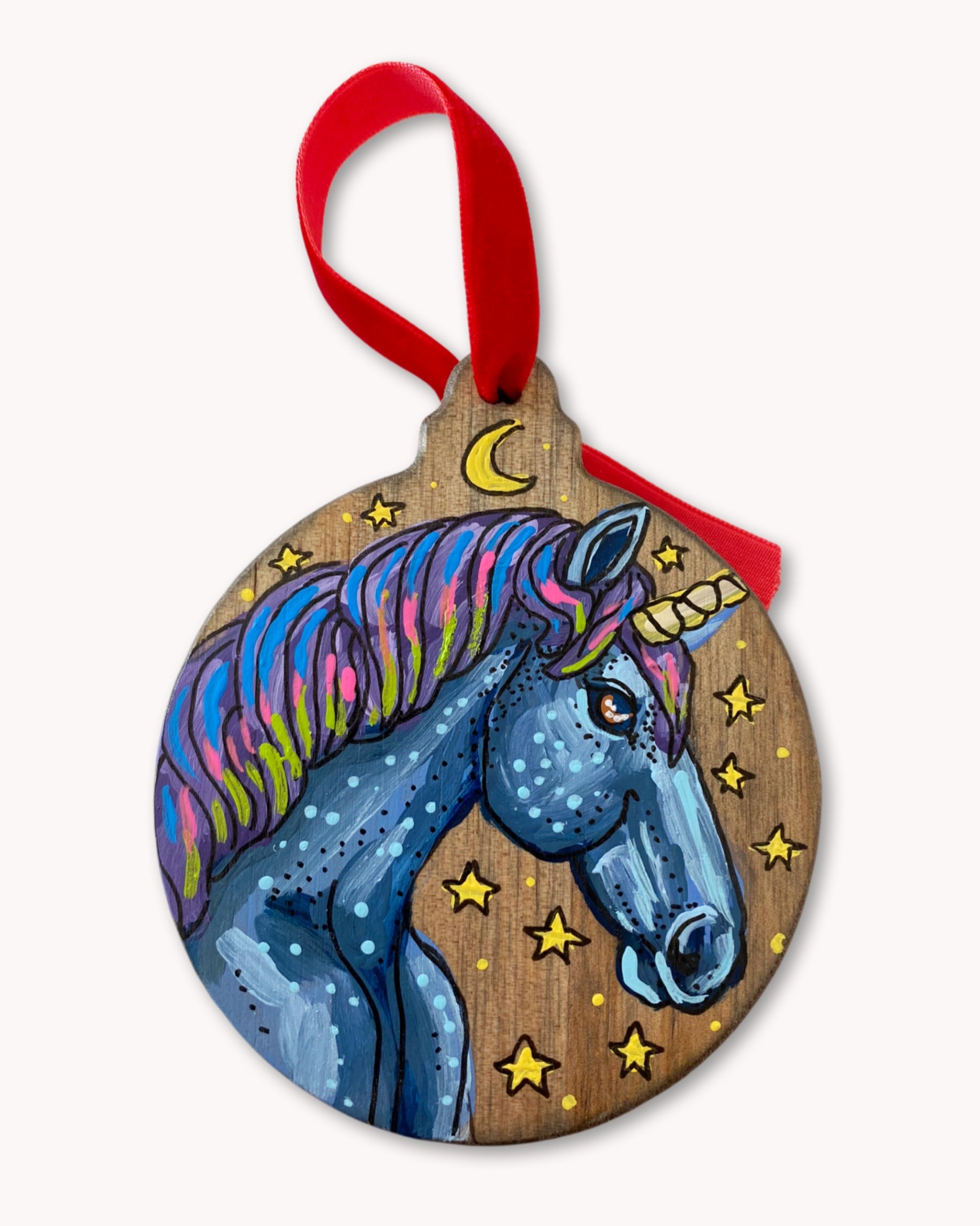 Rainbow Unicorn Hand Painted Ornament