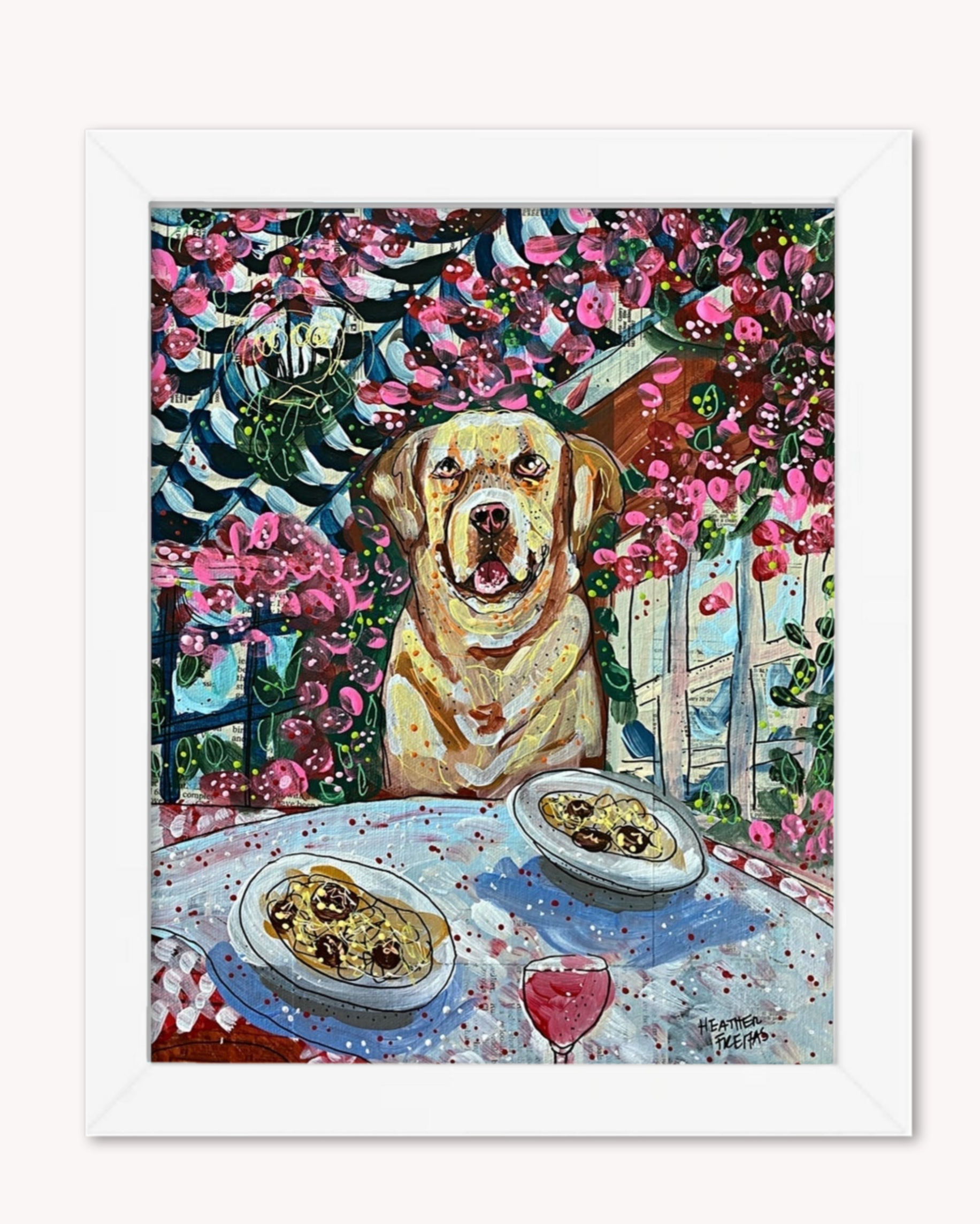 Yellow Lab Dining Print