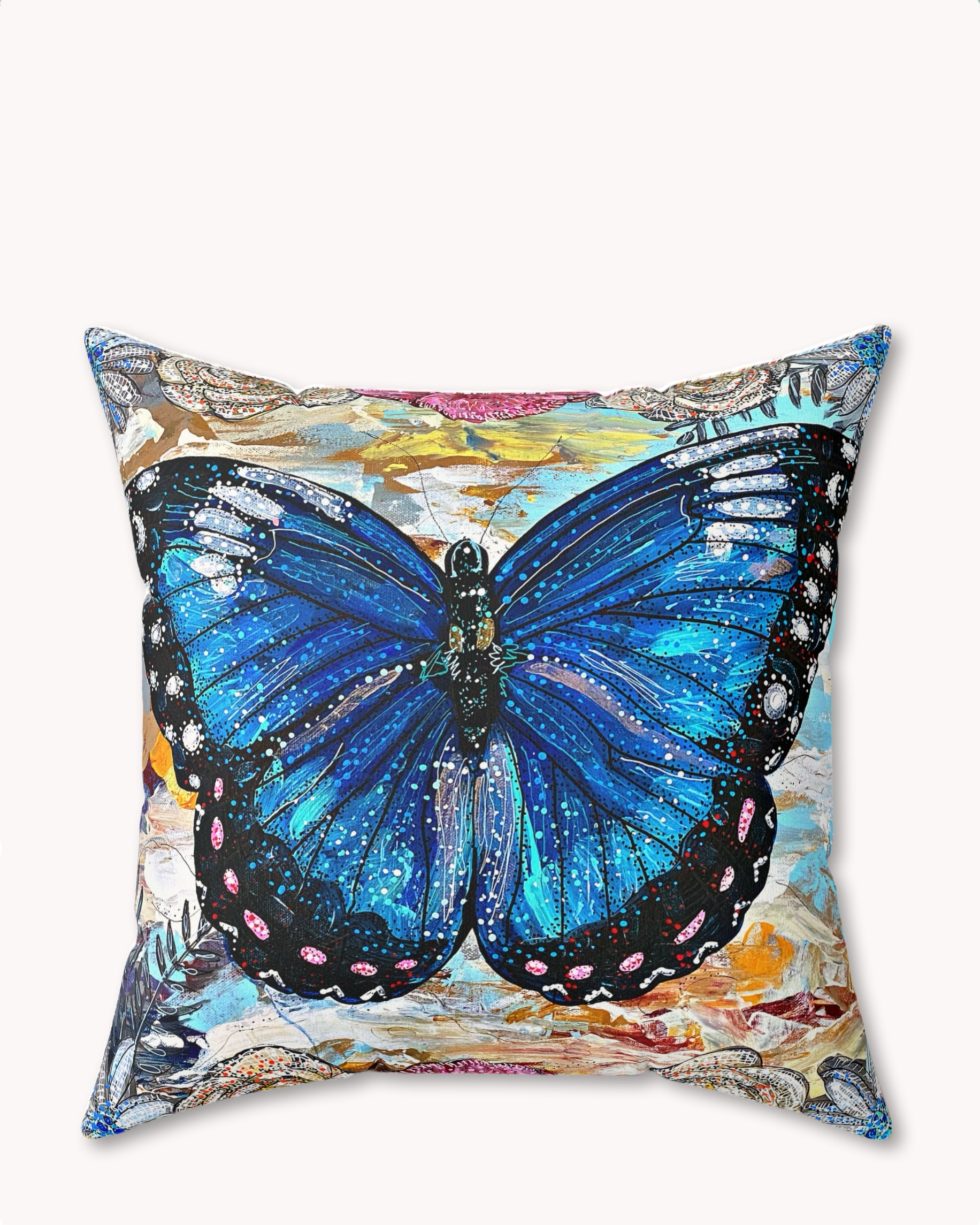 Sky Diamond Butterfly Decorative Faux Suede Throw Pillow