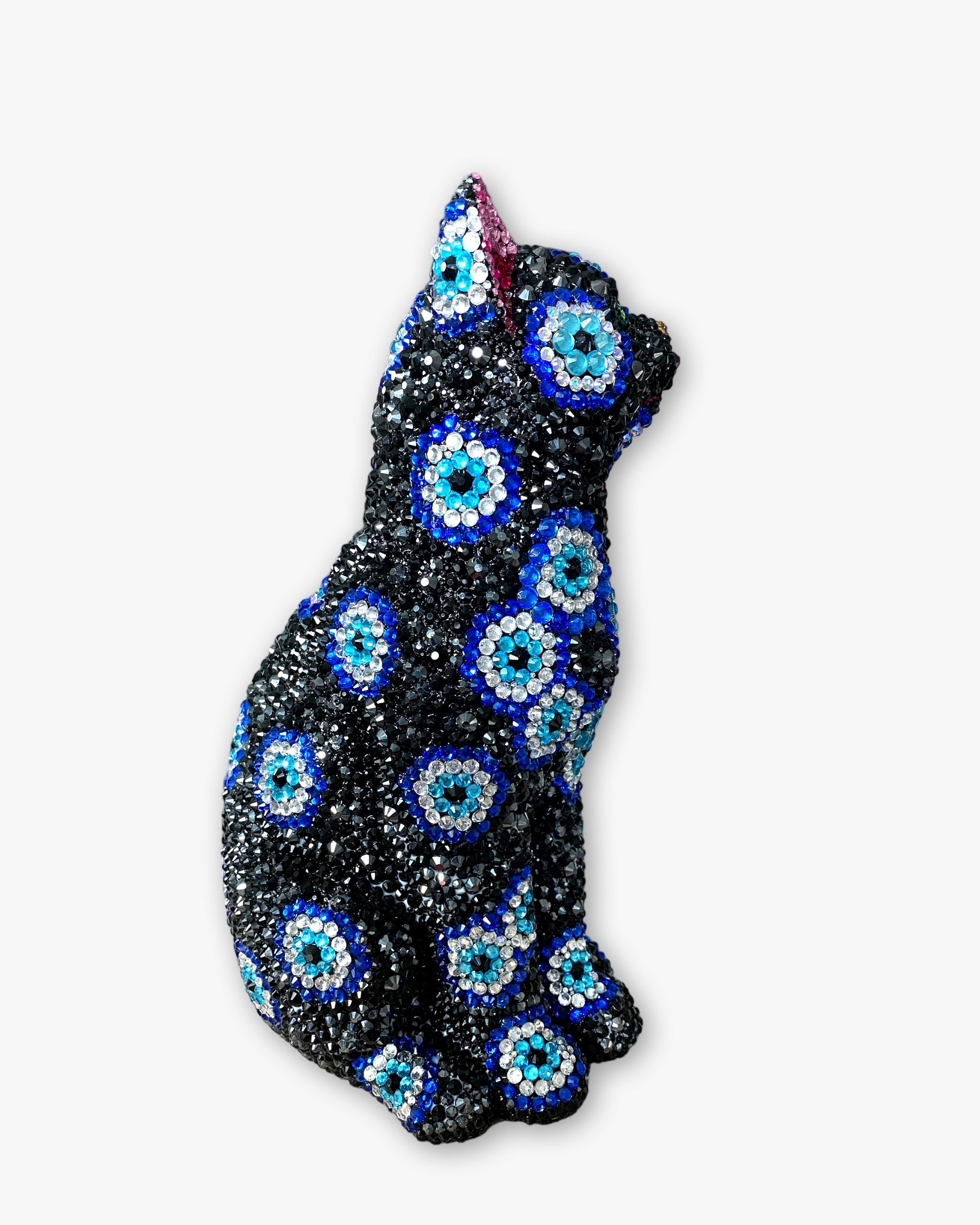Black Cat Evil Eye Crystal Cat Sculpture - Heather Freitas - fine art home deccor