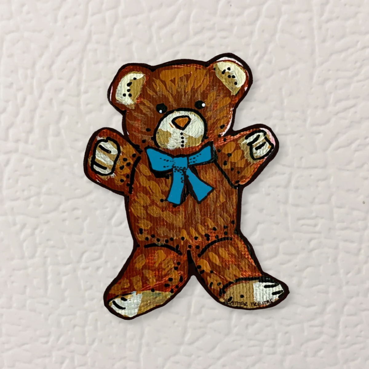 Teddy Bear With Blue Bow Magnet ( Die-Cut )
