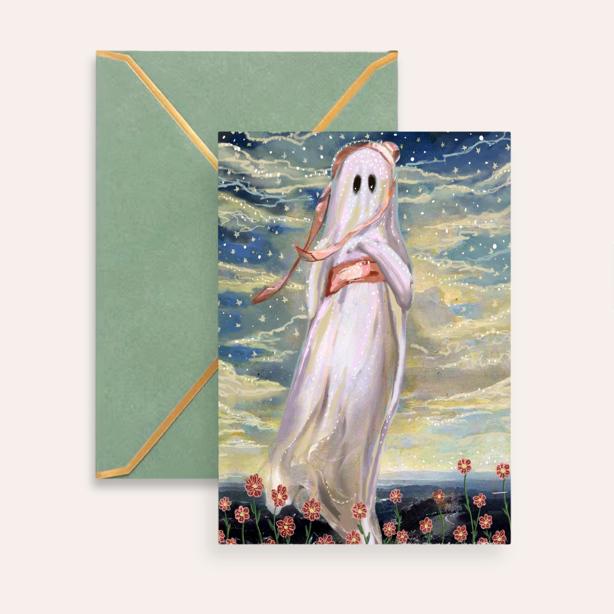 Pinkie Ghost Fine Art Greeting Card