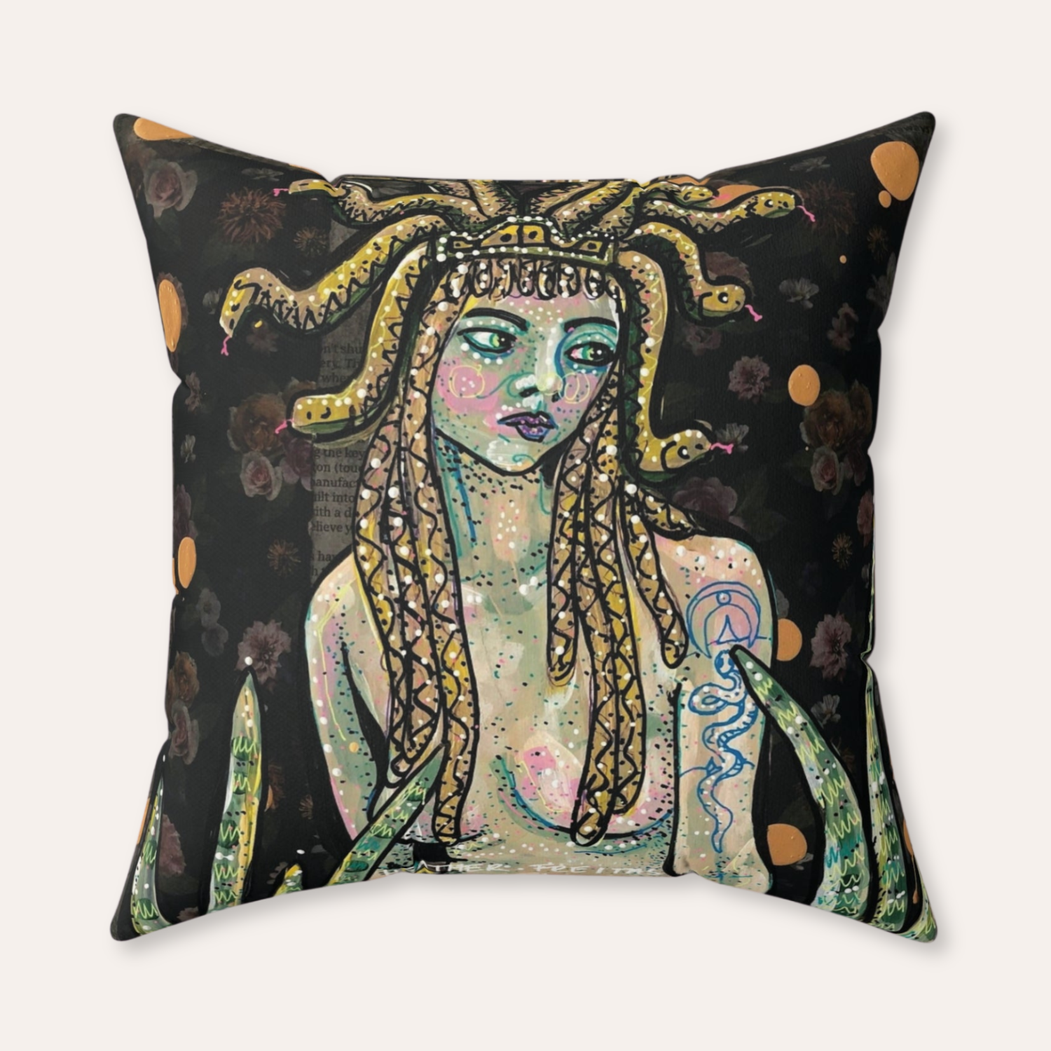 Medusa Velveteen Throw Pillow
