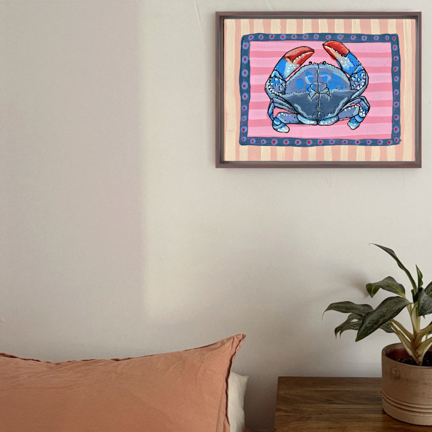 Blue Crab Framed Fine Art Canvas Print