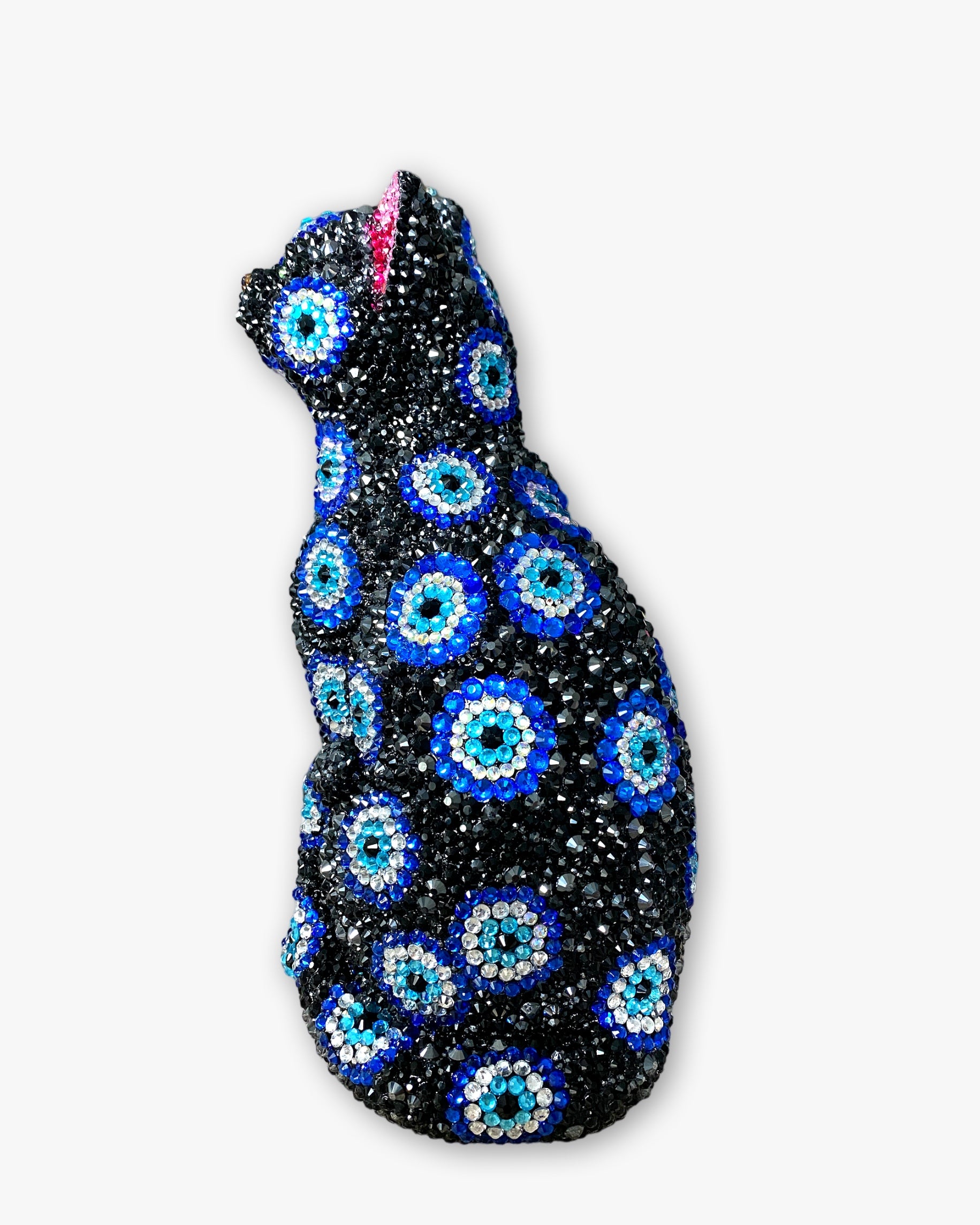 Black Cat Evil Eye Crystal Cat Sculpture - Heather Freitas - fine art home deccor