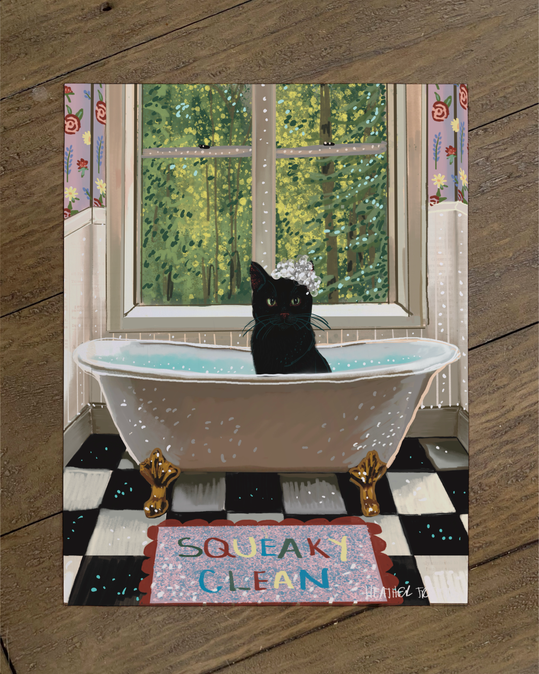 Black Cat - Build Your Pet Portrait Paper Print