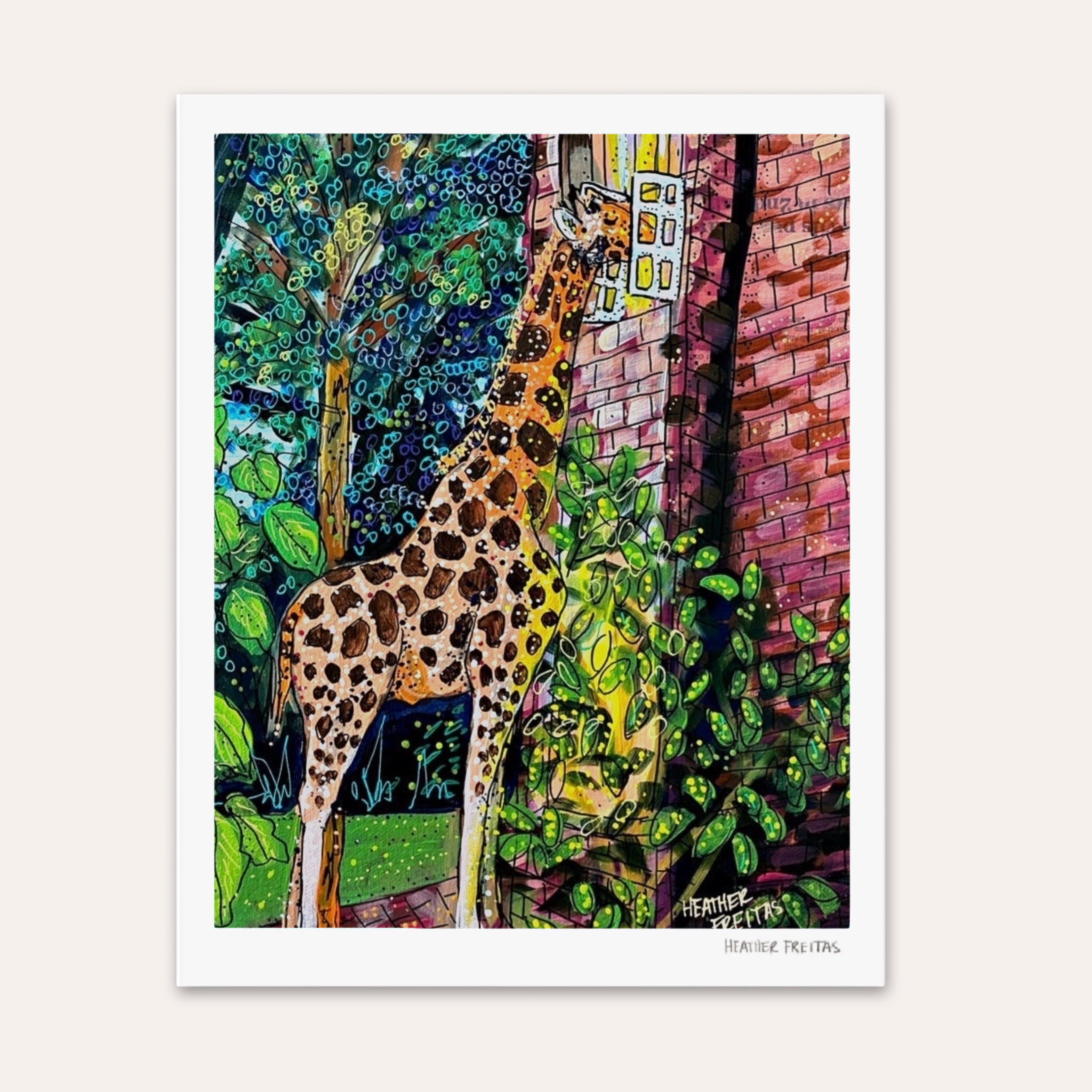 Twilight Snack Giraffe Fine Art Print