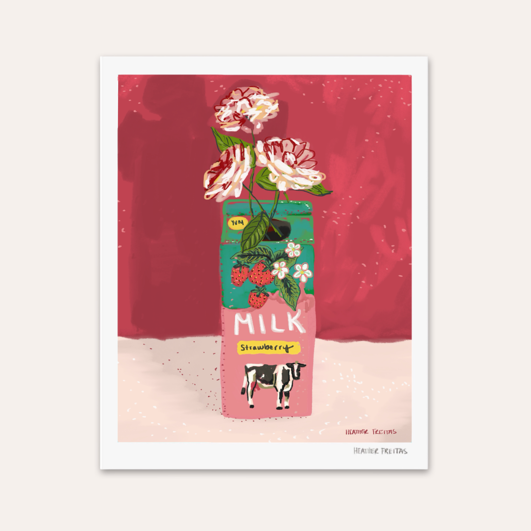 Strawberry Milk Bouquet Fine Art Print
