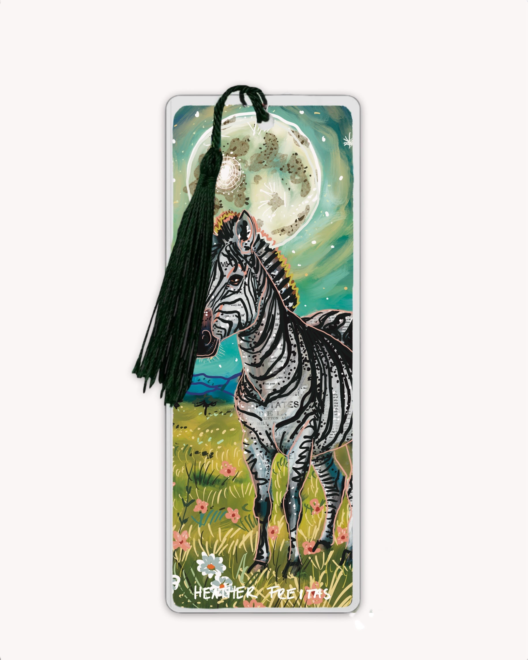 Floral Zebra Bookmark
