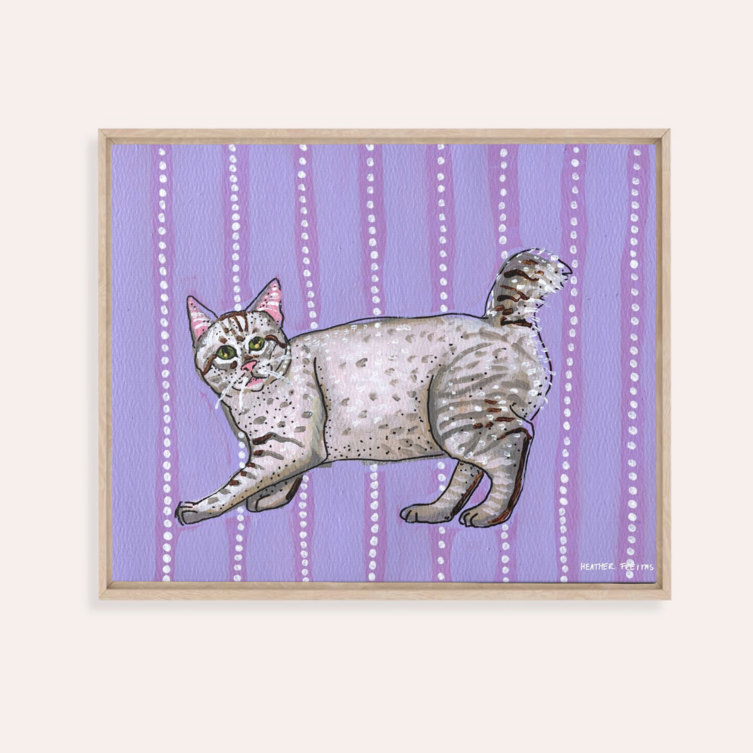 American Bobtail Cat Framed Fine Art Canvas Print