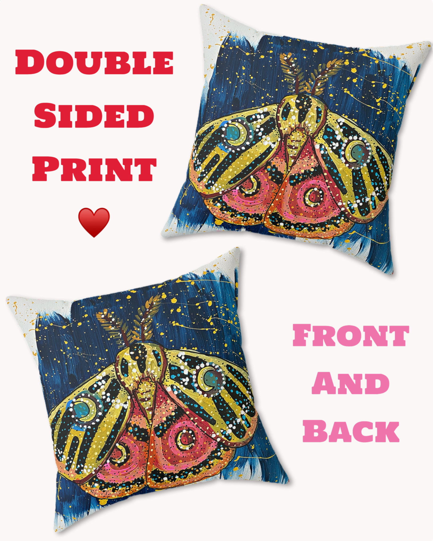 Moon Moth Decorative Faux Suede Throw Pillow
