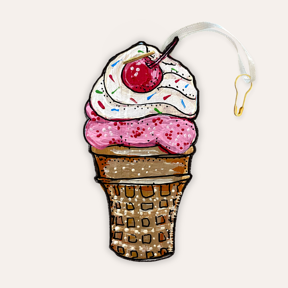 Strawberry Ice Cream Cone Gift Tag