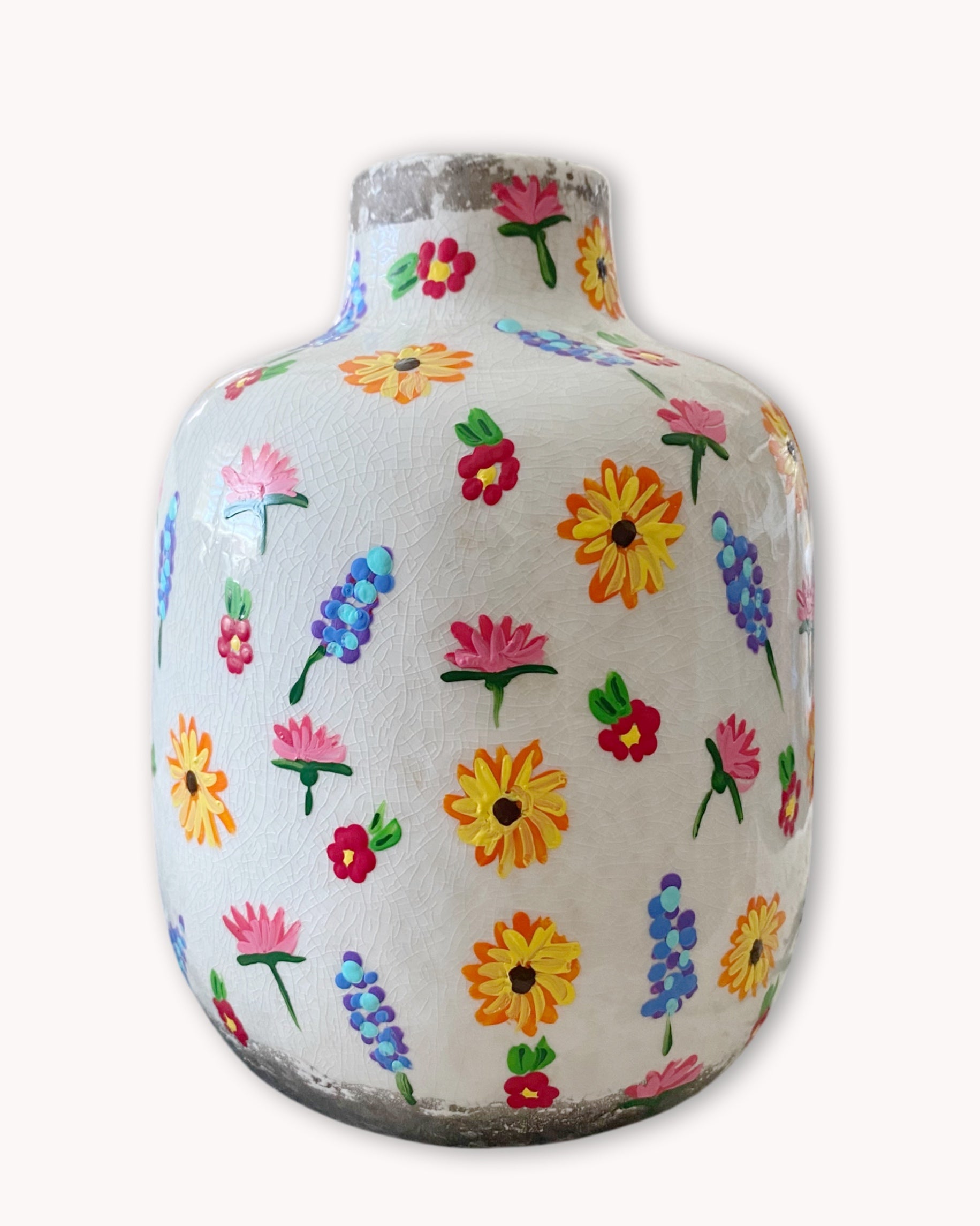 Field Of Flowers Lilac Hand Painted Dry Vase