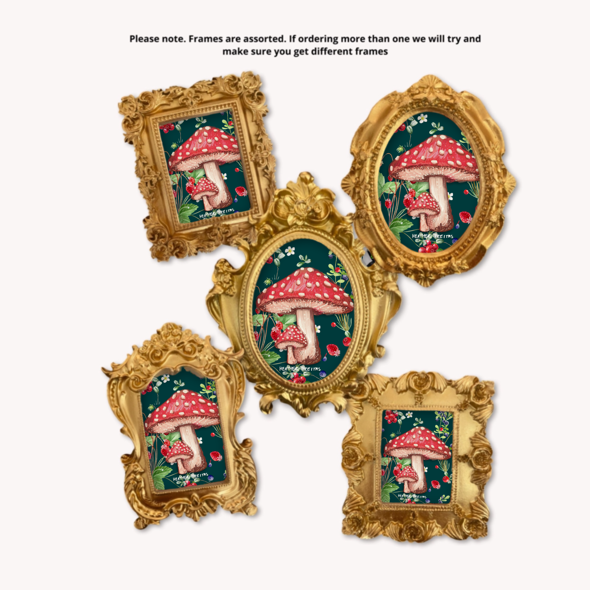 Red Cap Mushroom Framed Small Magnet