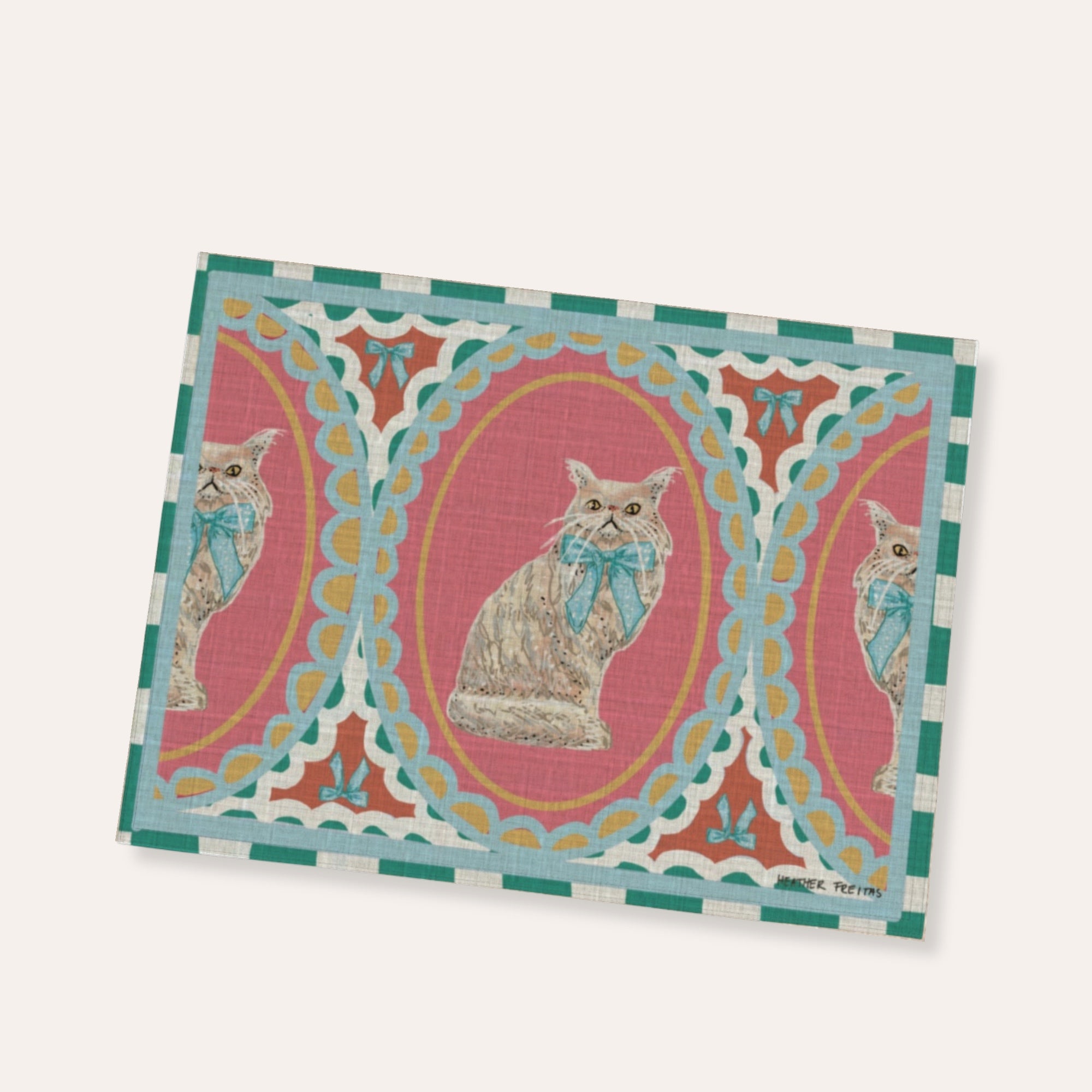 White Persian Cat With Bow Placemat