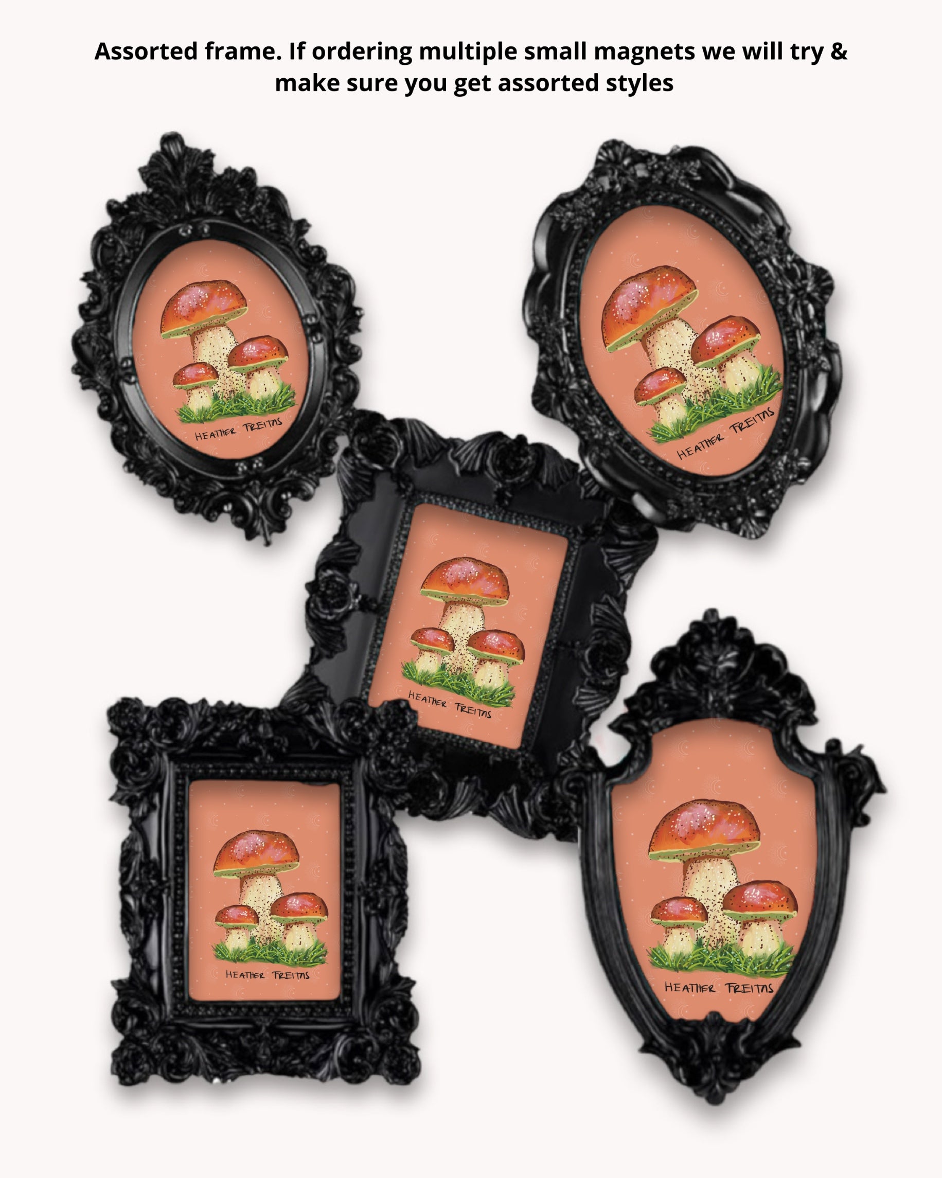 Penny Bun Mushroom Framed Magnet ( Small )