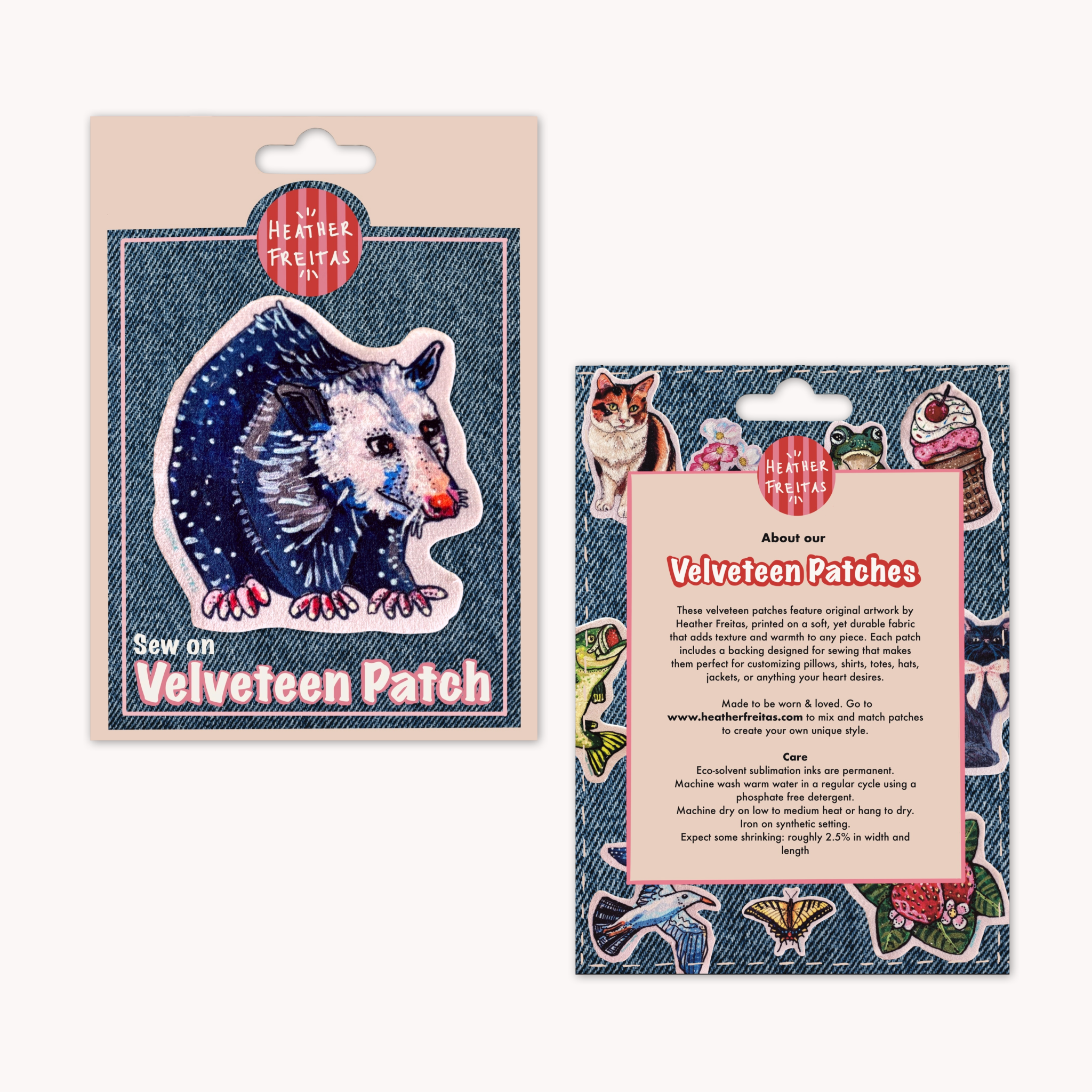 Opossum - Sew On Velveteen Patch