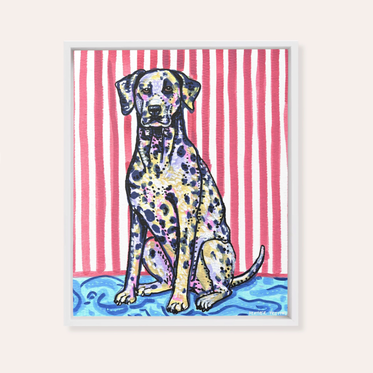 Dalmation Dog Framed Fine Art Canvas Print
