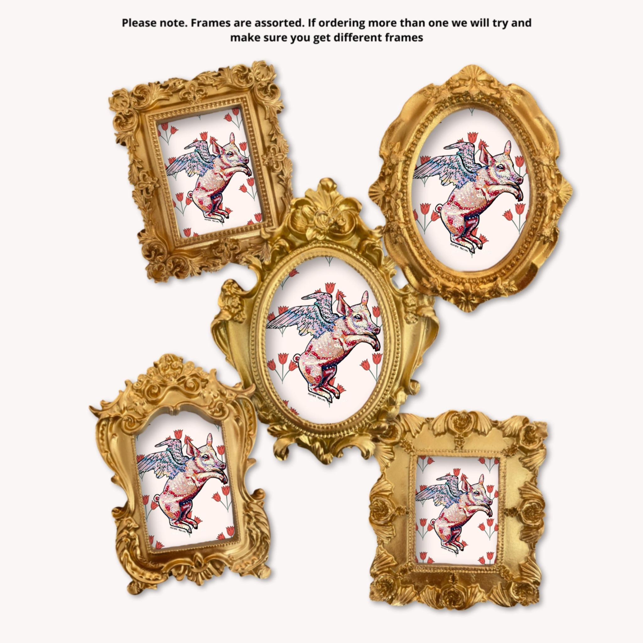 Flying Pig Framed Small Magnet