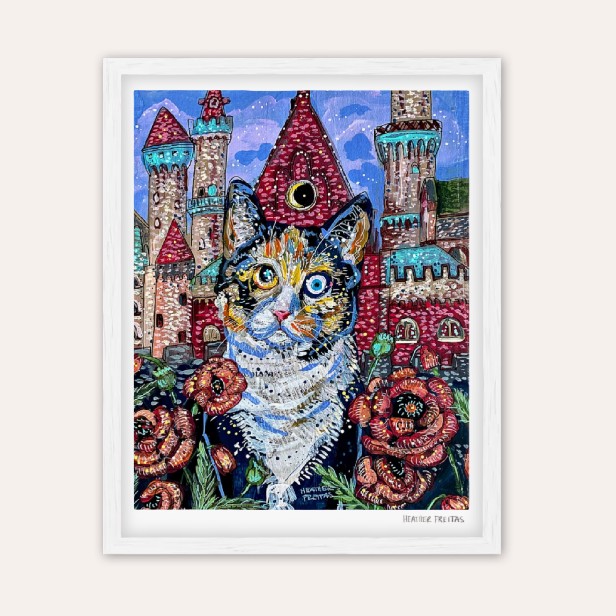 Poppy Calico Castle Cat Fine Art Print