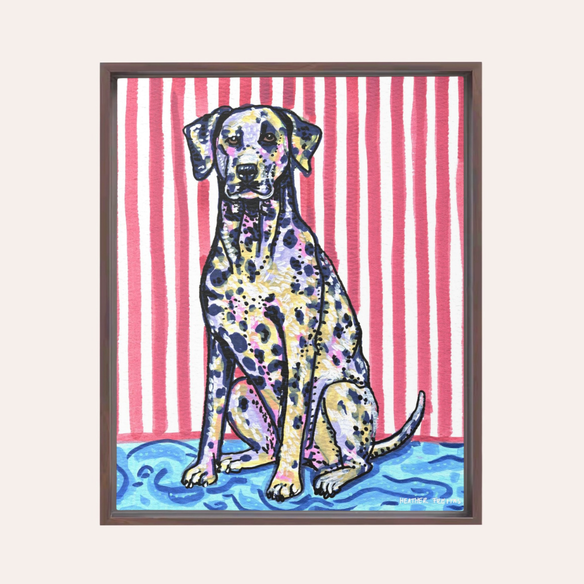 Dalmation Dog Framed Fine Art Canvas Print