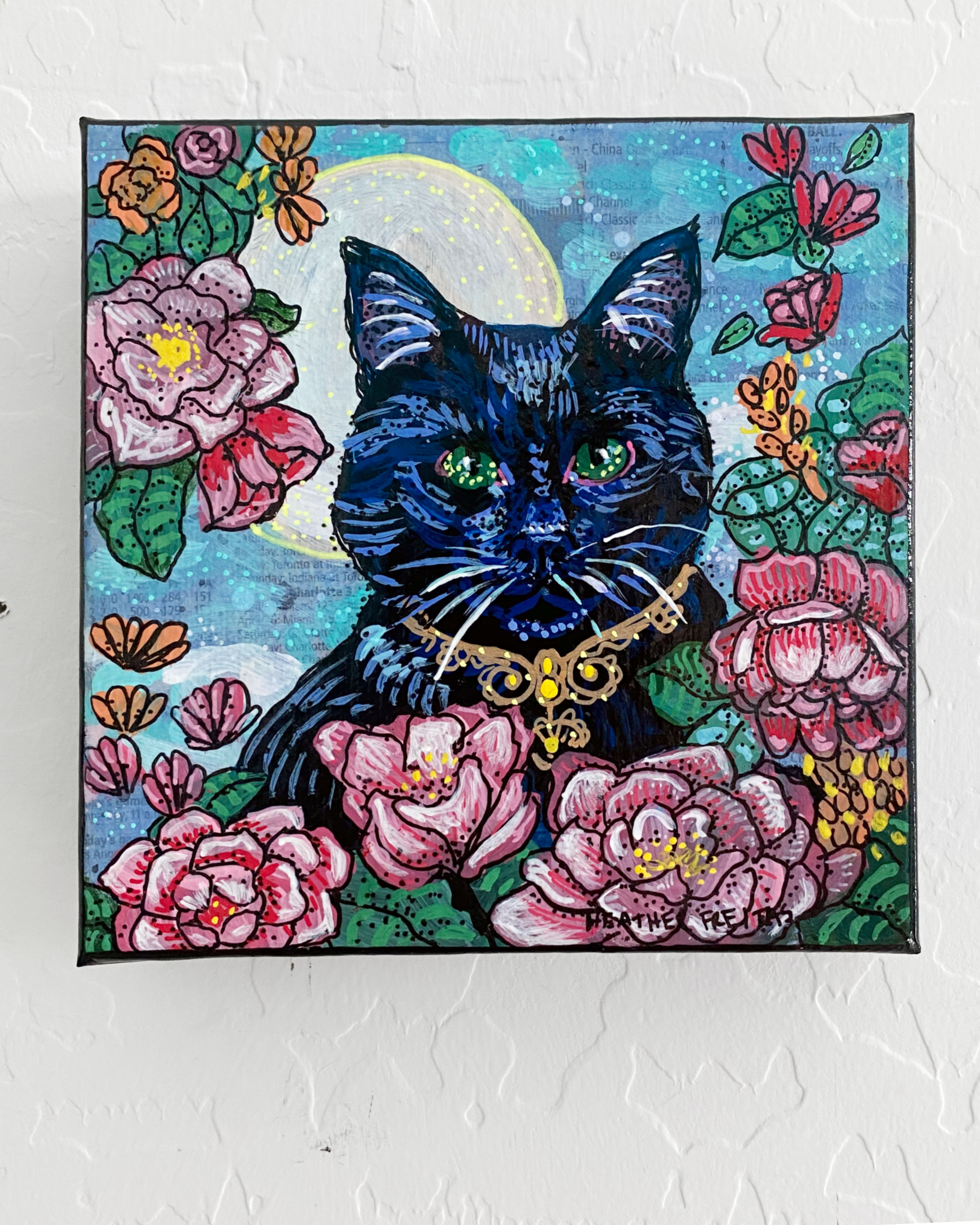 Royal Black Cat Bouquet ( Original Painting )