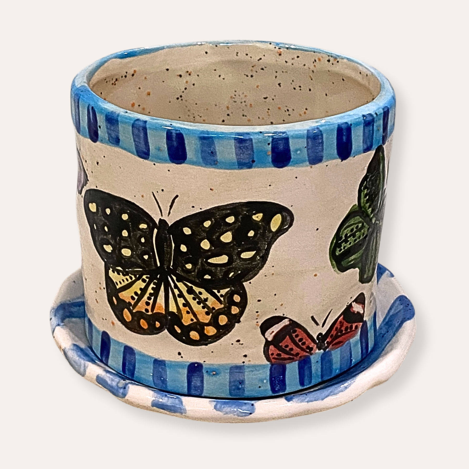Butterfly Hand Painted Ceramic 4 inch planter