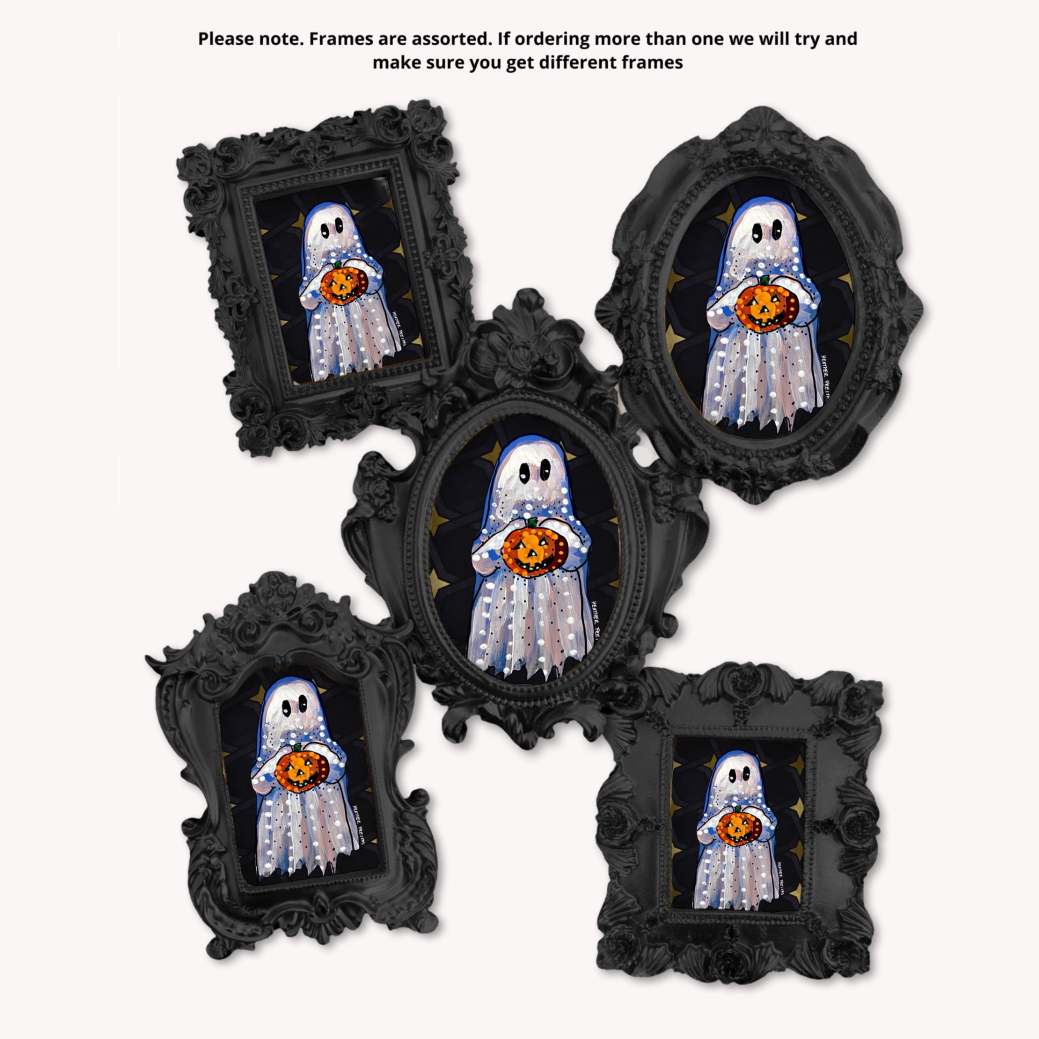 Pumpkin Ghost Framed Small Magnet
