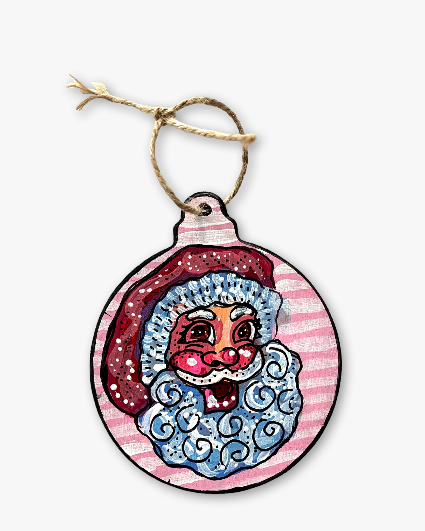 Pink Santa Hand Painted Ornament
