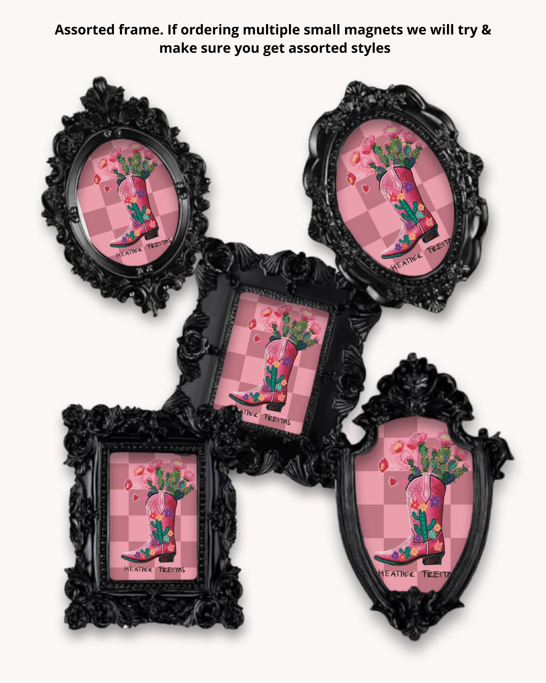 Southwest Cowgirl Boot Framed Magnet ( Small )