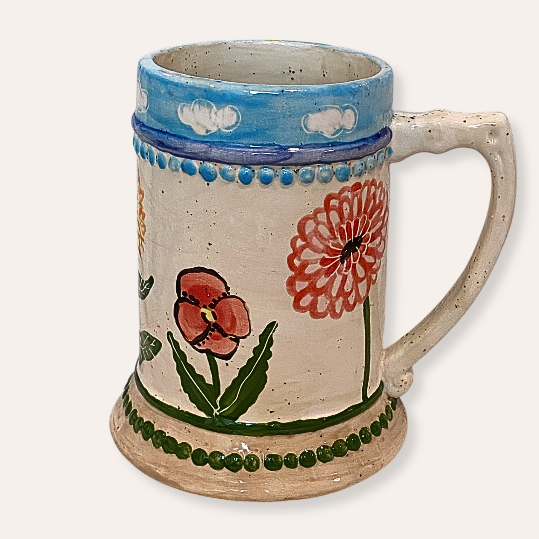 Botanicals Hand Painted Ceramic Beer Stein
