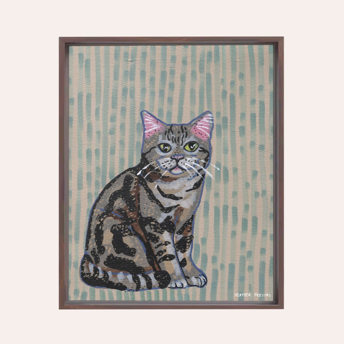 American Shorthair Cat Framed Fine Art Canvas Print