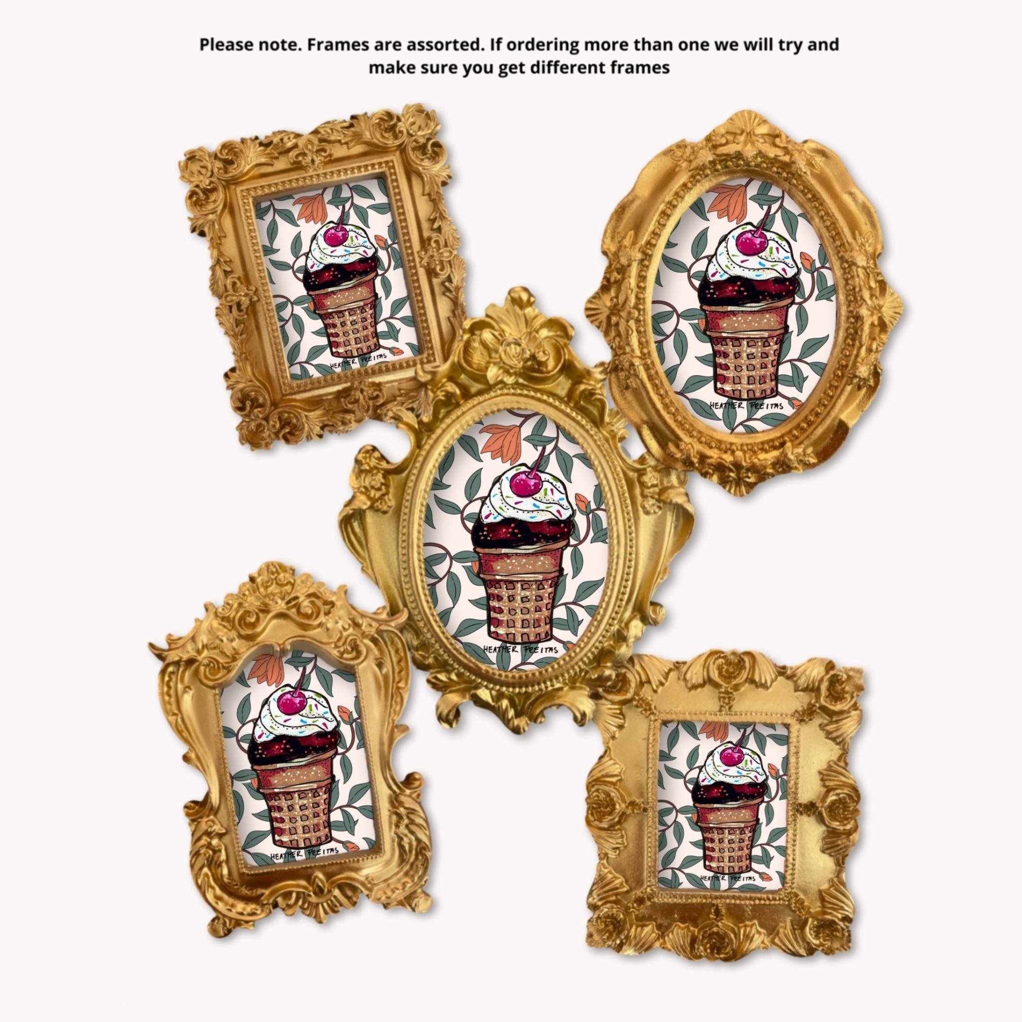 Chocolate Cream Cone Framed Small Magnet