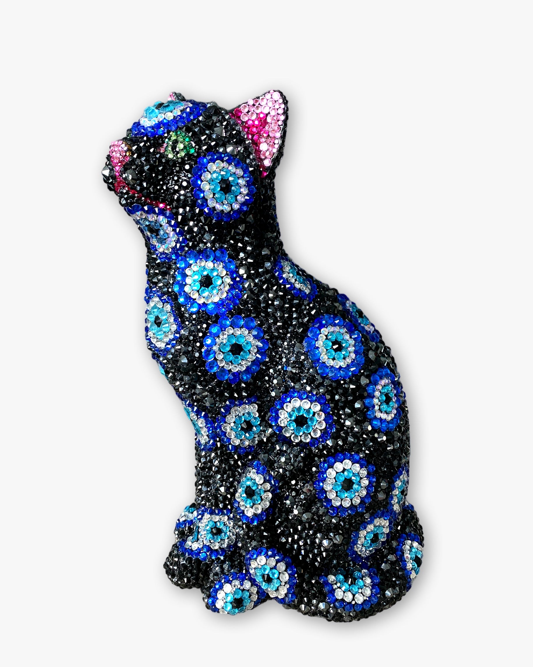 Black Cat Evil Eye Crystal Cat Sculpture - Heather Freitas - fine art home deccor