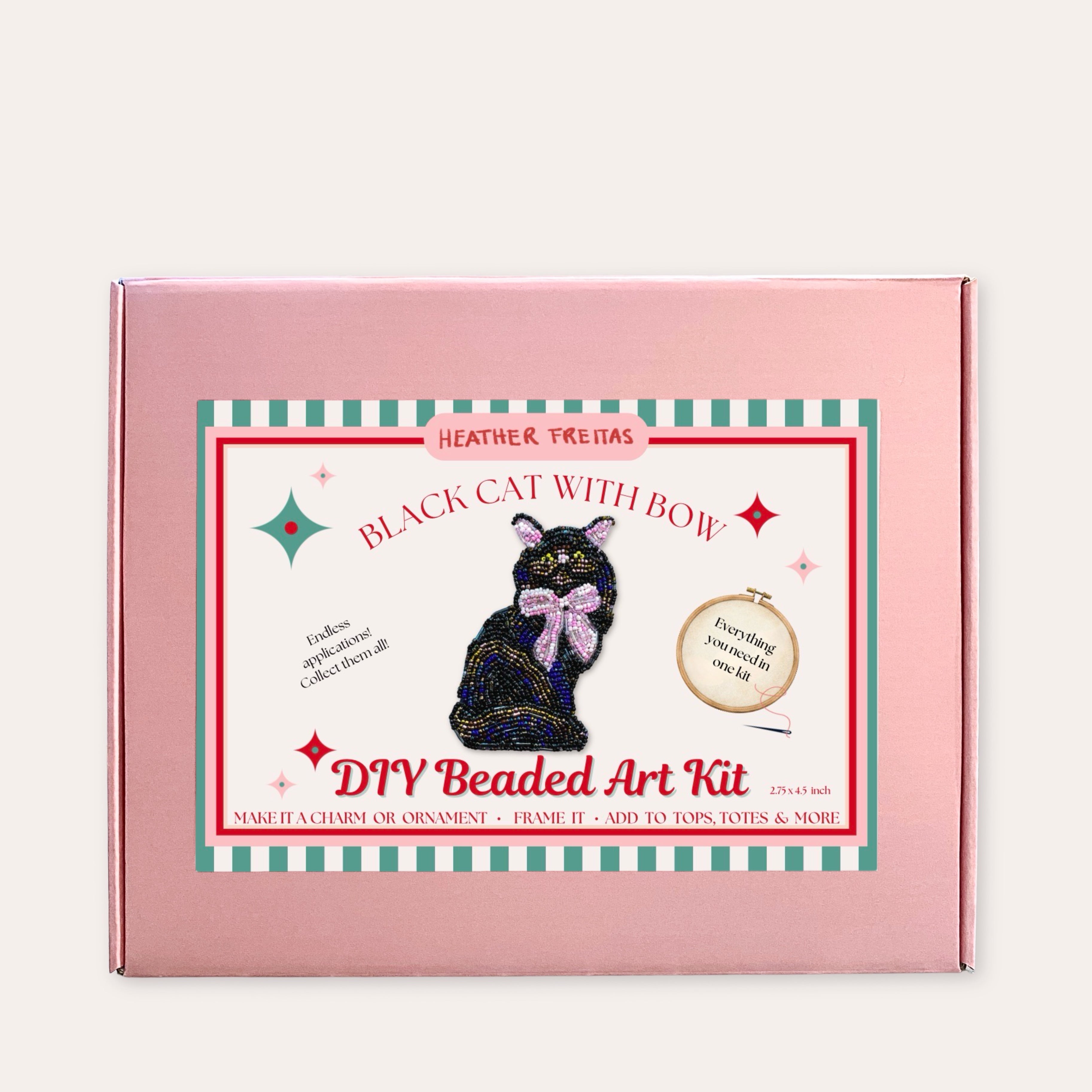 Black Cat With Bow Beaded Art Kit