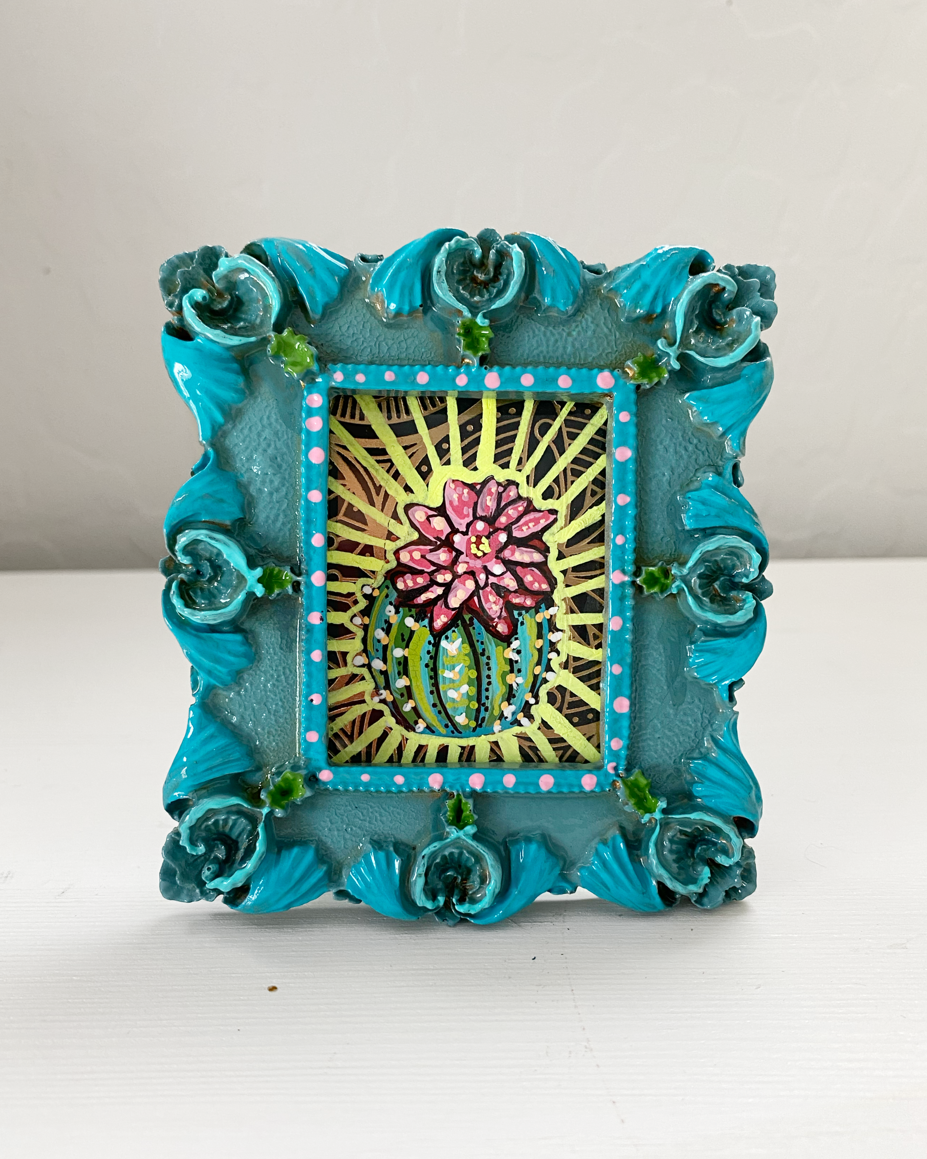 Electric Barrel Cactus ( Mini Original Painting )