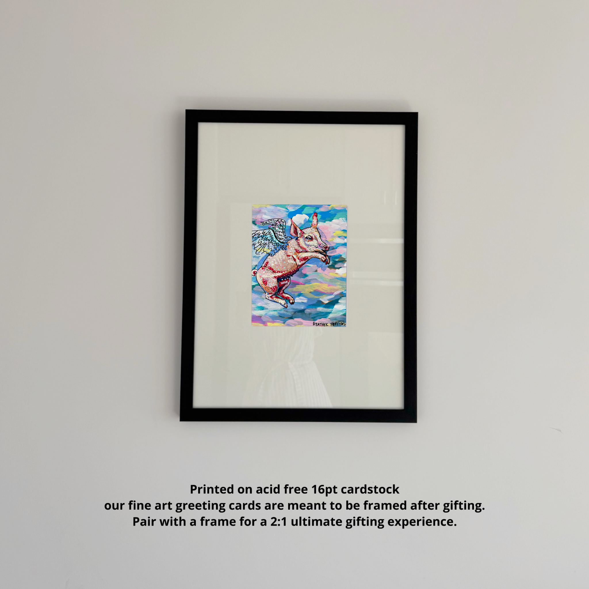 Pastel Flying Pig - Greeting Card / Fine Art Print