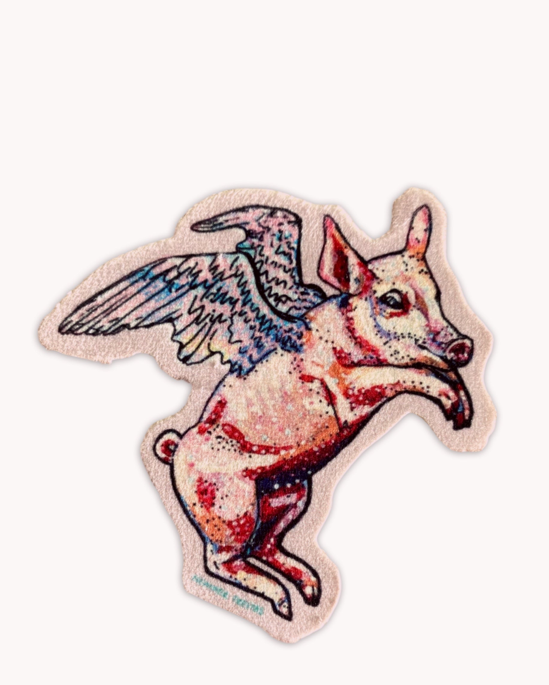 Pastel Flying Pig - Sew On Velveteen Patch