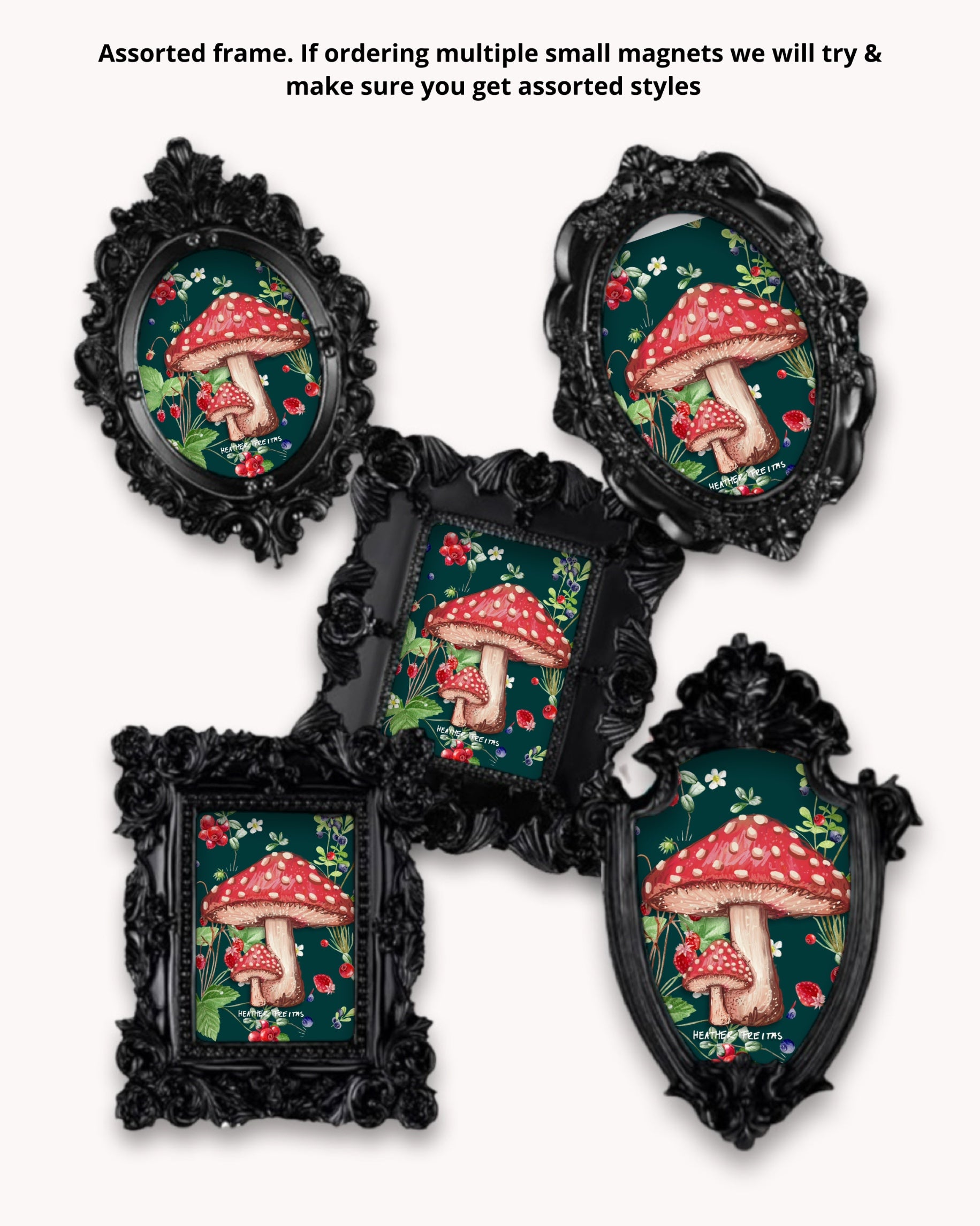 Mushrooms Framed Magnet ( Small )