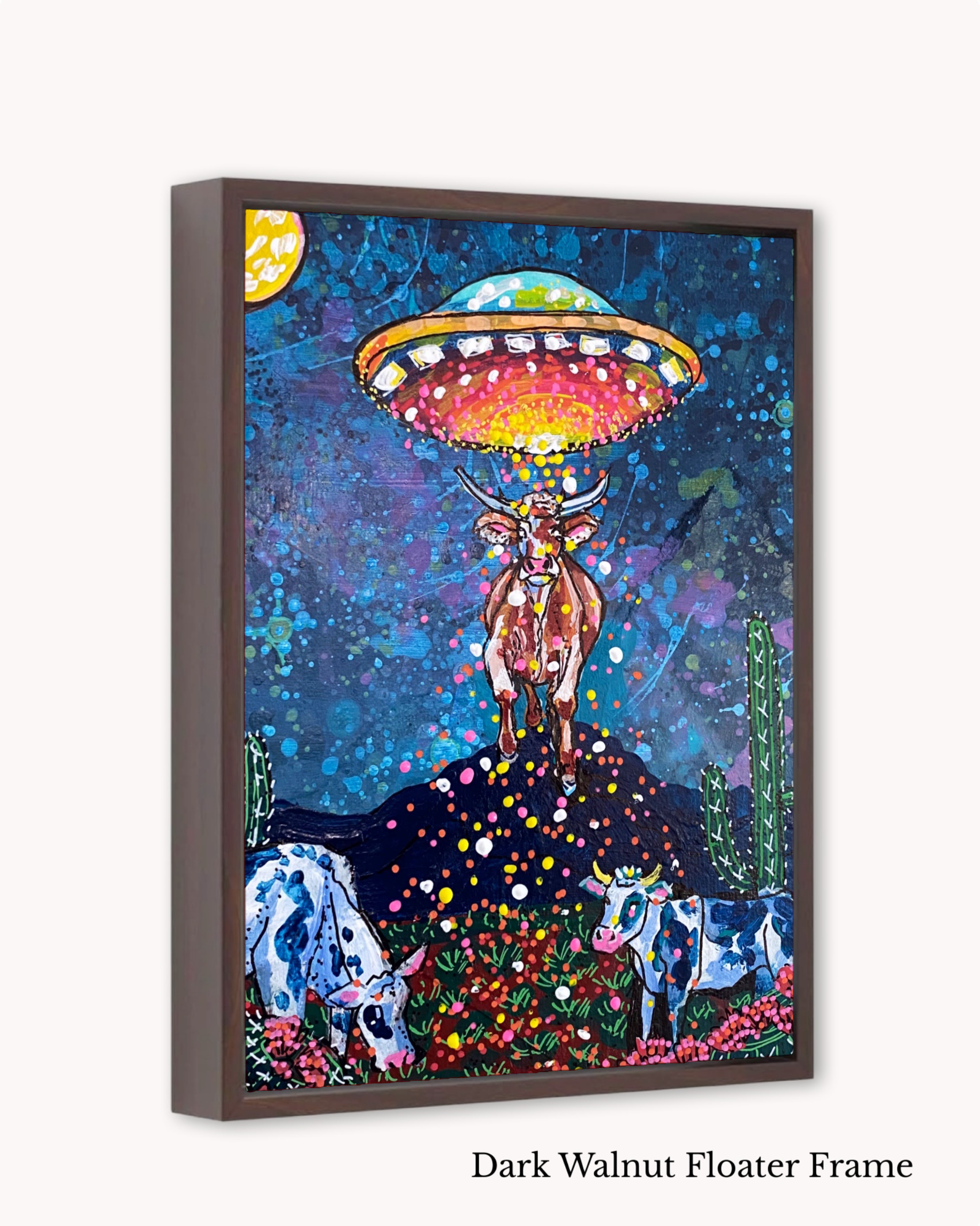 Desert Cow UFO Abduction ( Original Painting )