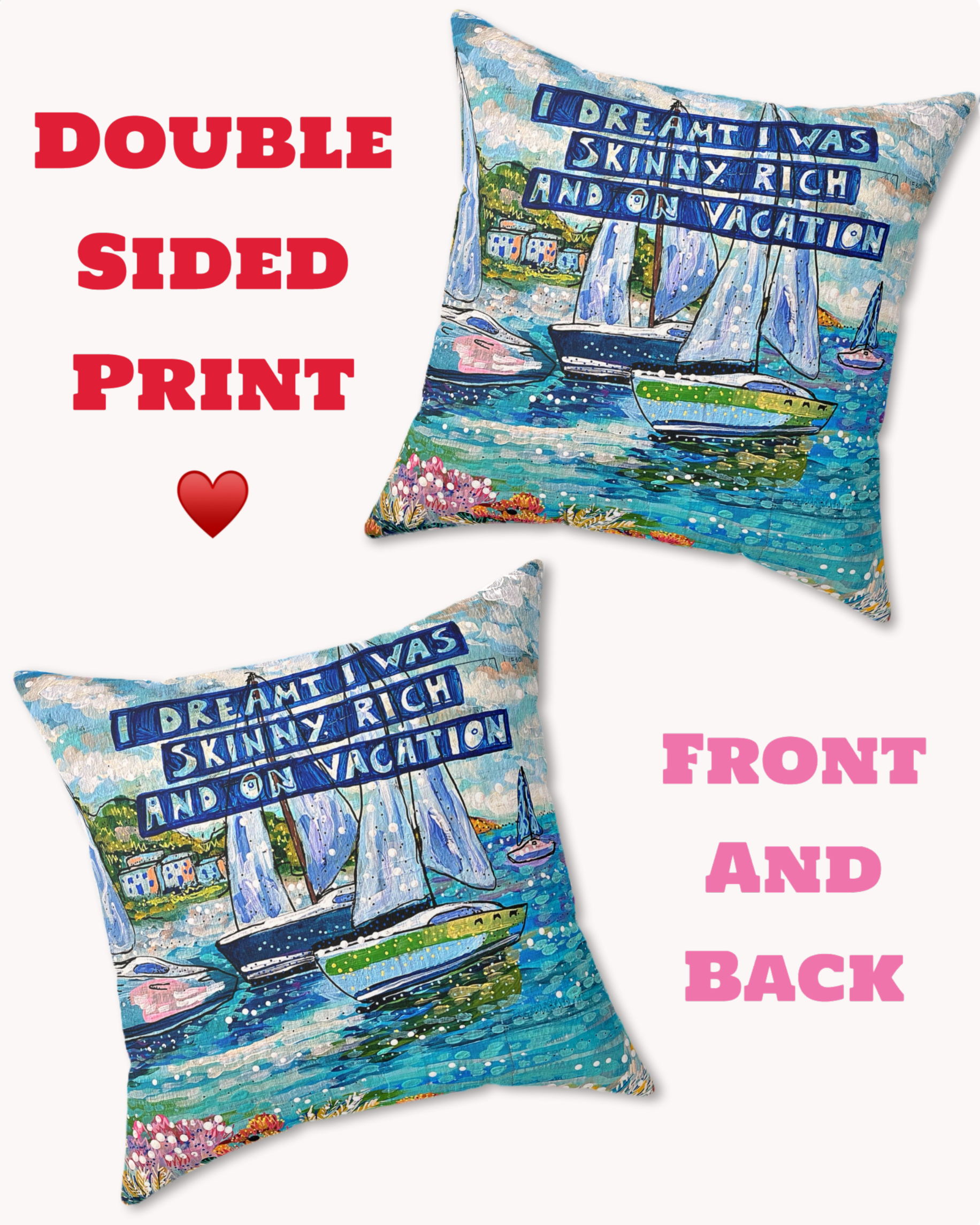 Skinny Rich & On Vacation Decorative Faux Suede Throw Pillow