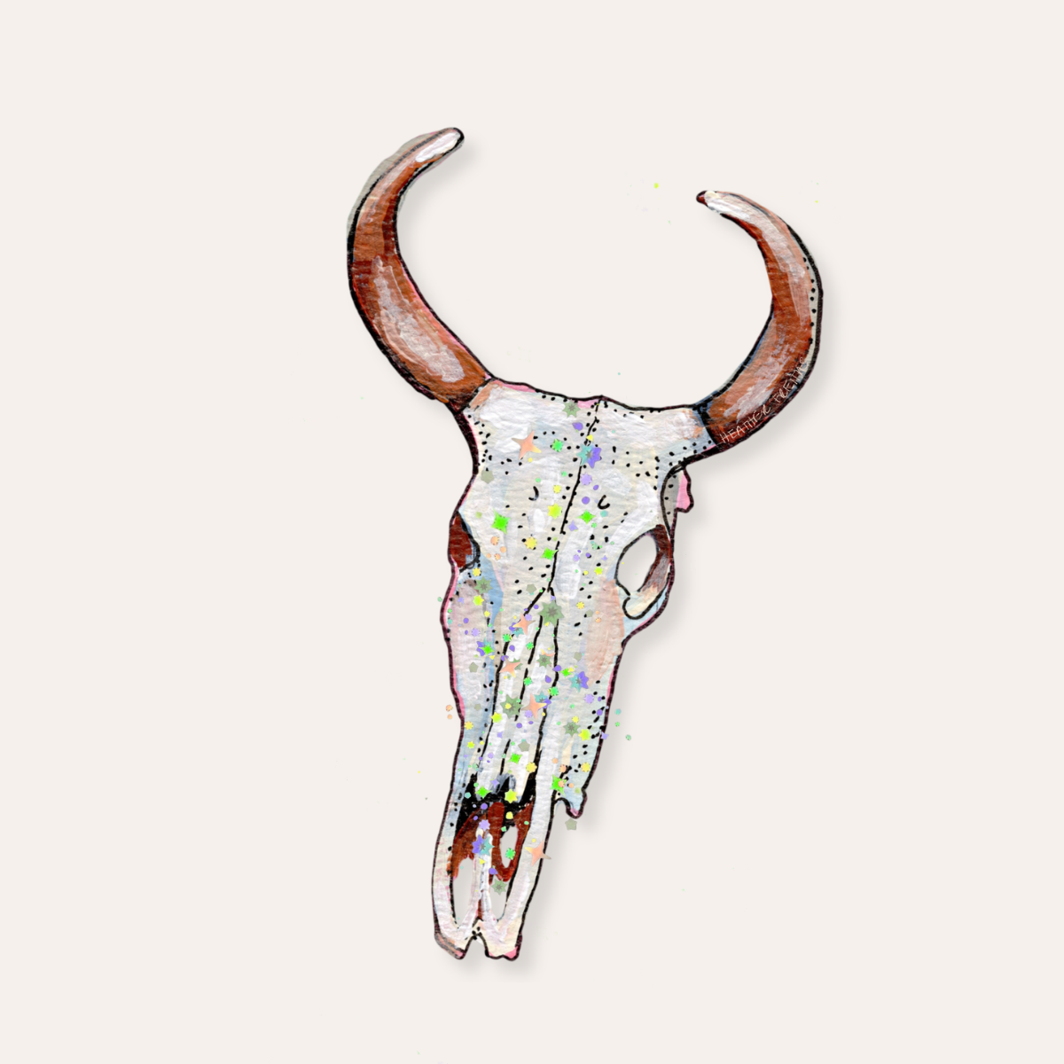 Hanging Cow Skull Sticker