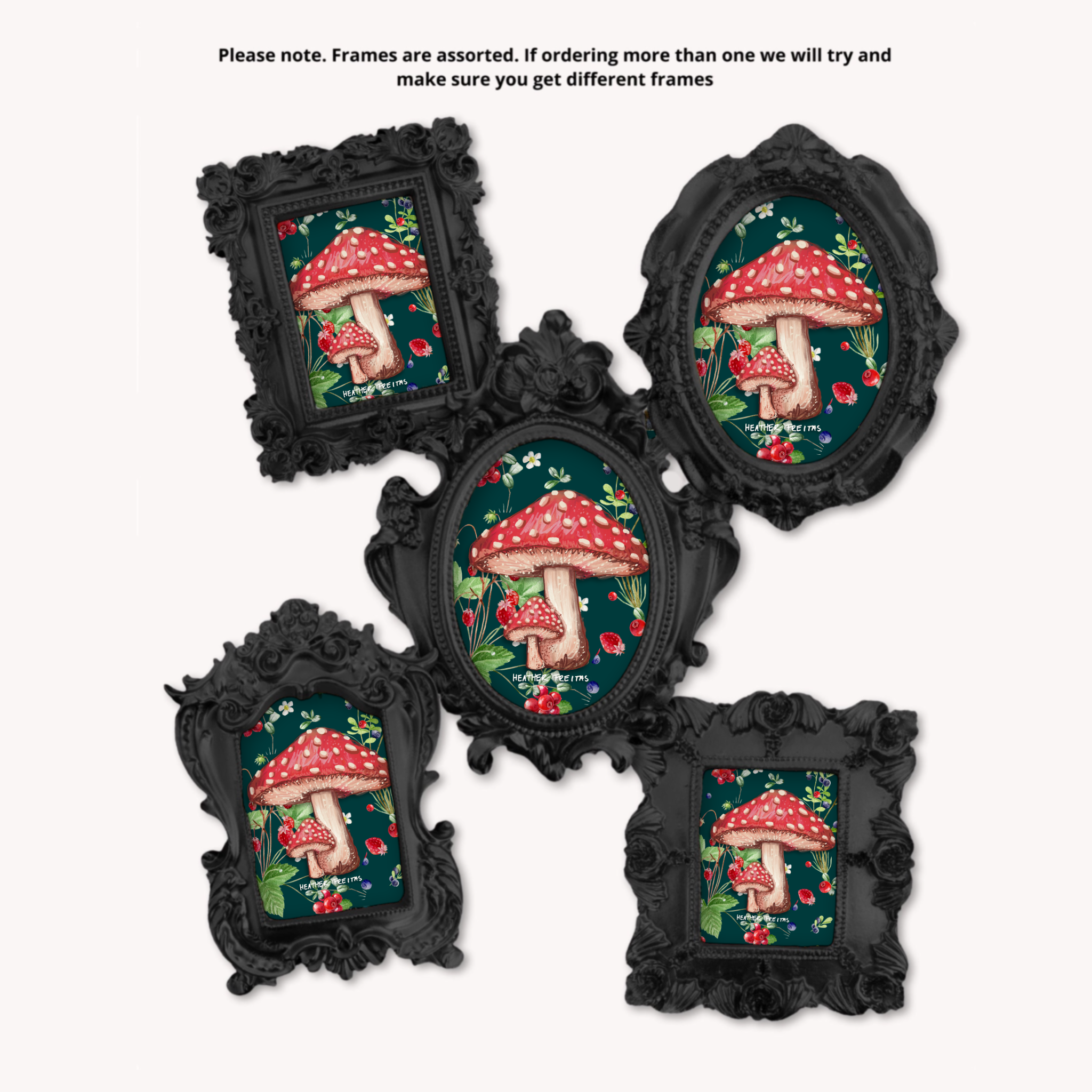 Red Cap Mushroom Framed Small Magnet