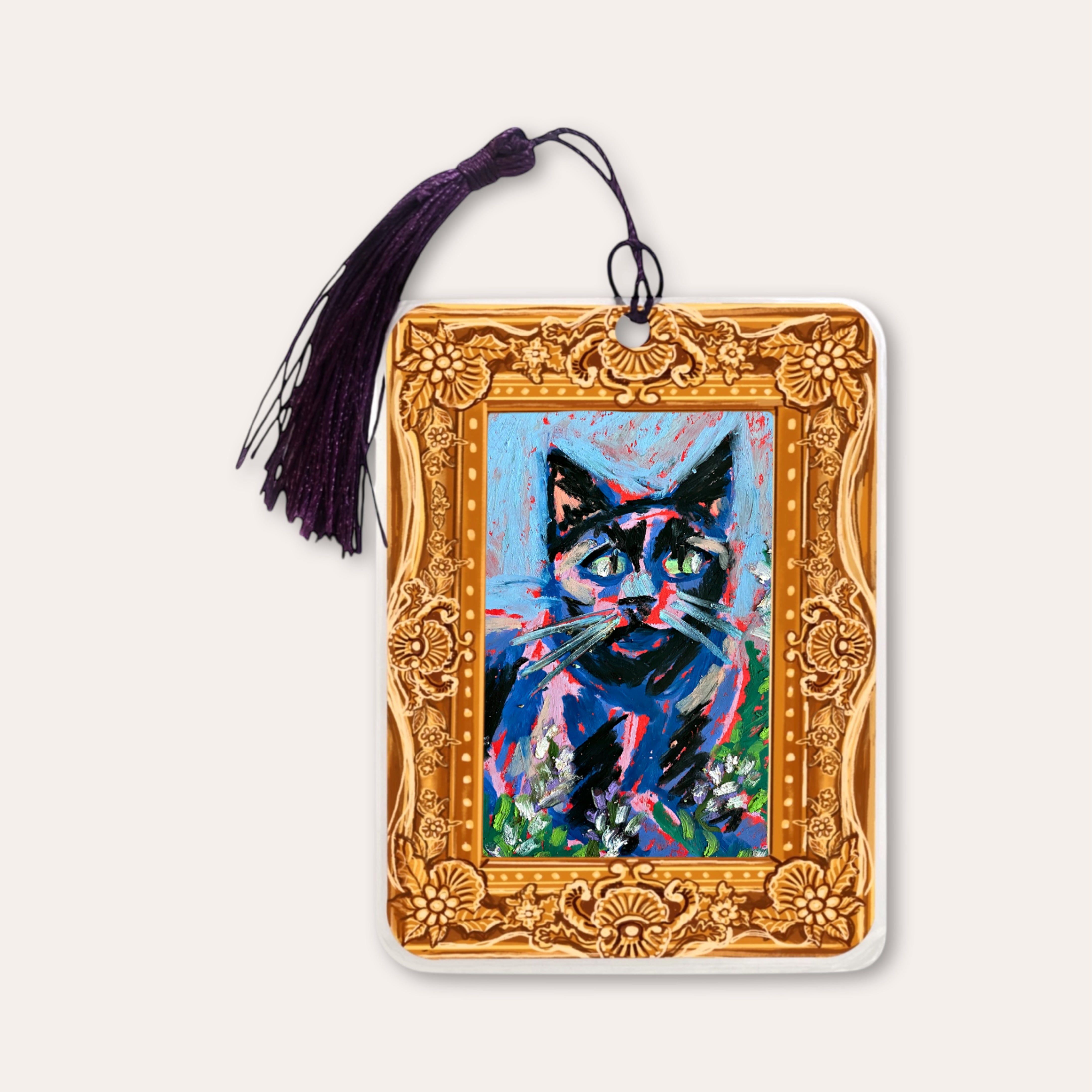 Lilac Cat Fine Art Painting Bookmark