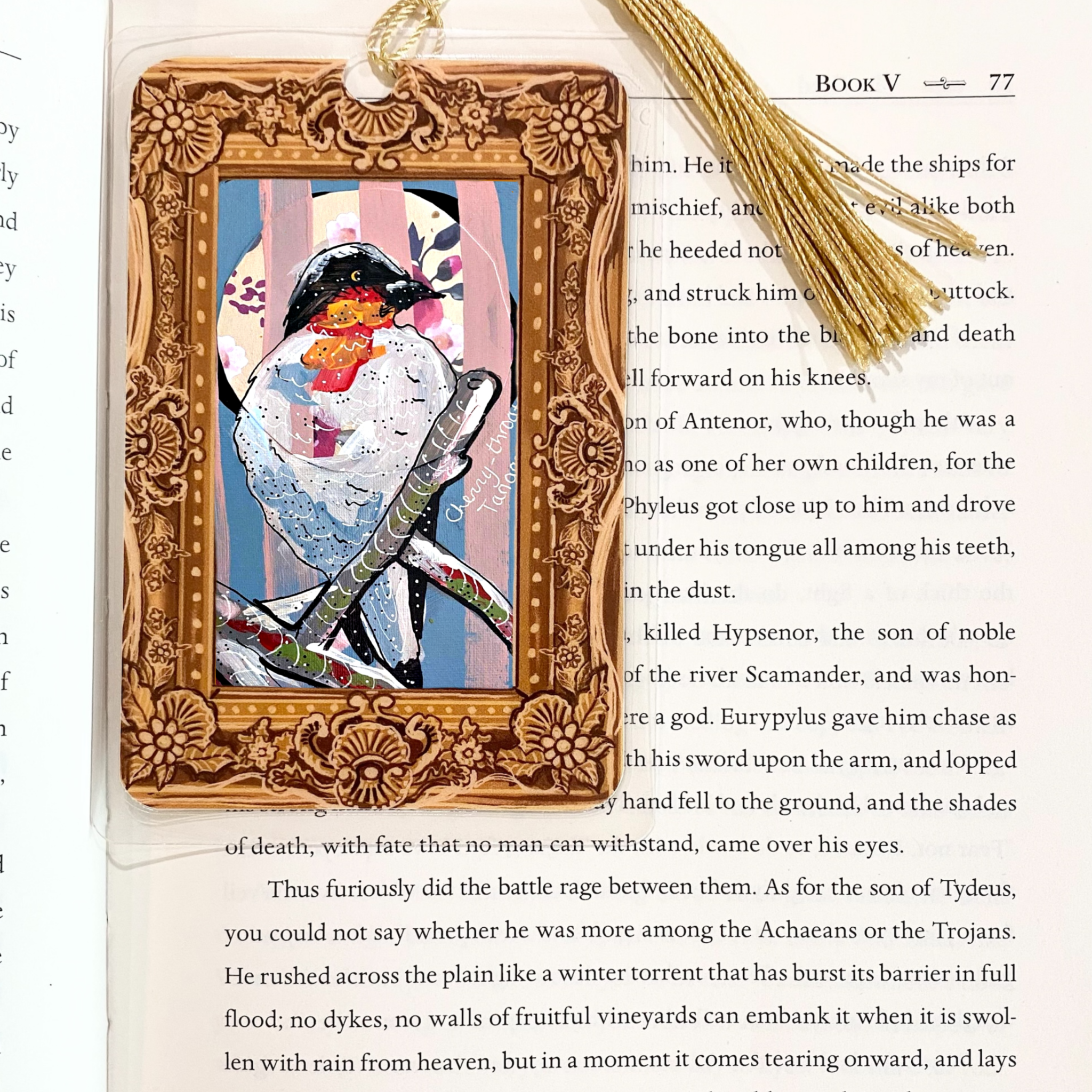 Cherry Throated Tanger Fine Art Painting Bookmark