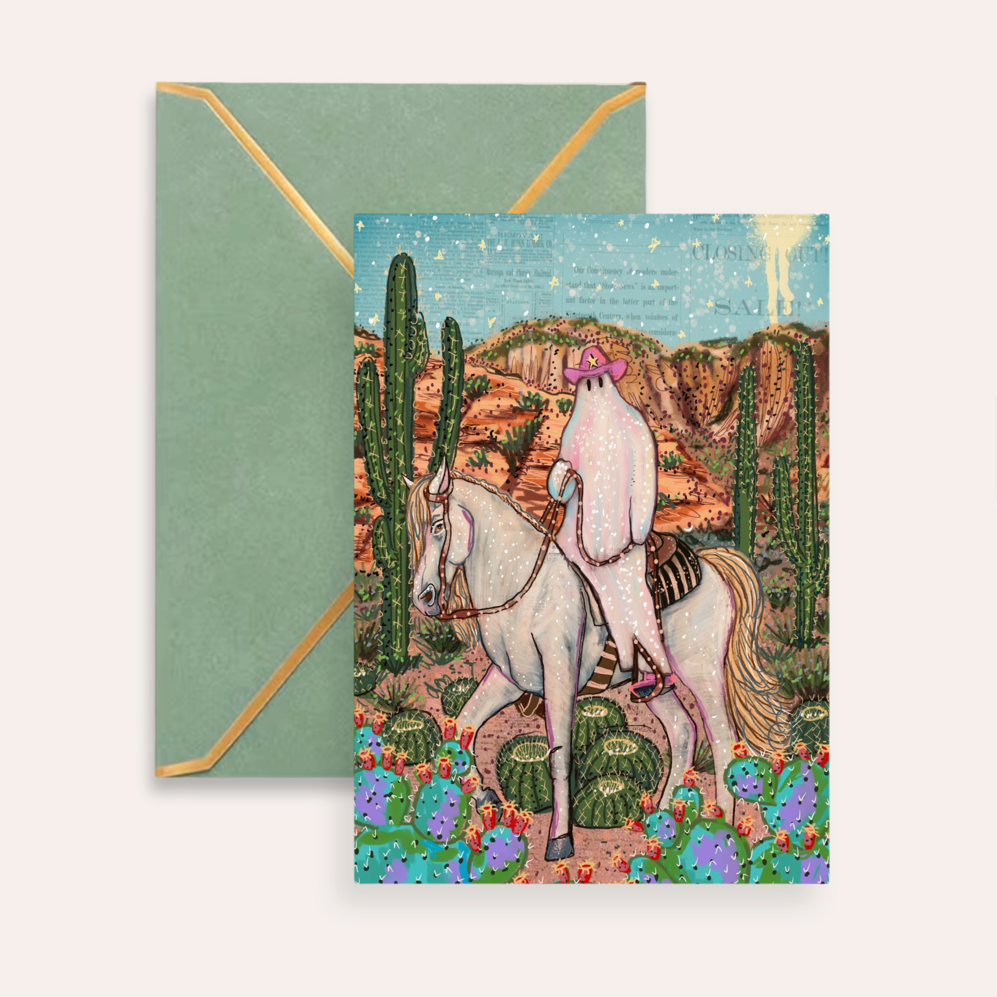 Cowgirl Ghost Fine Art Greeting Card