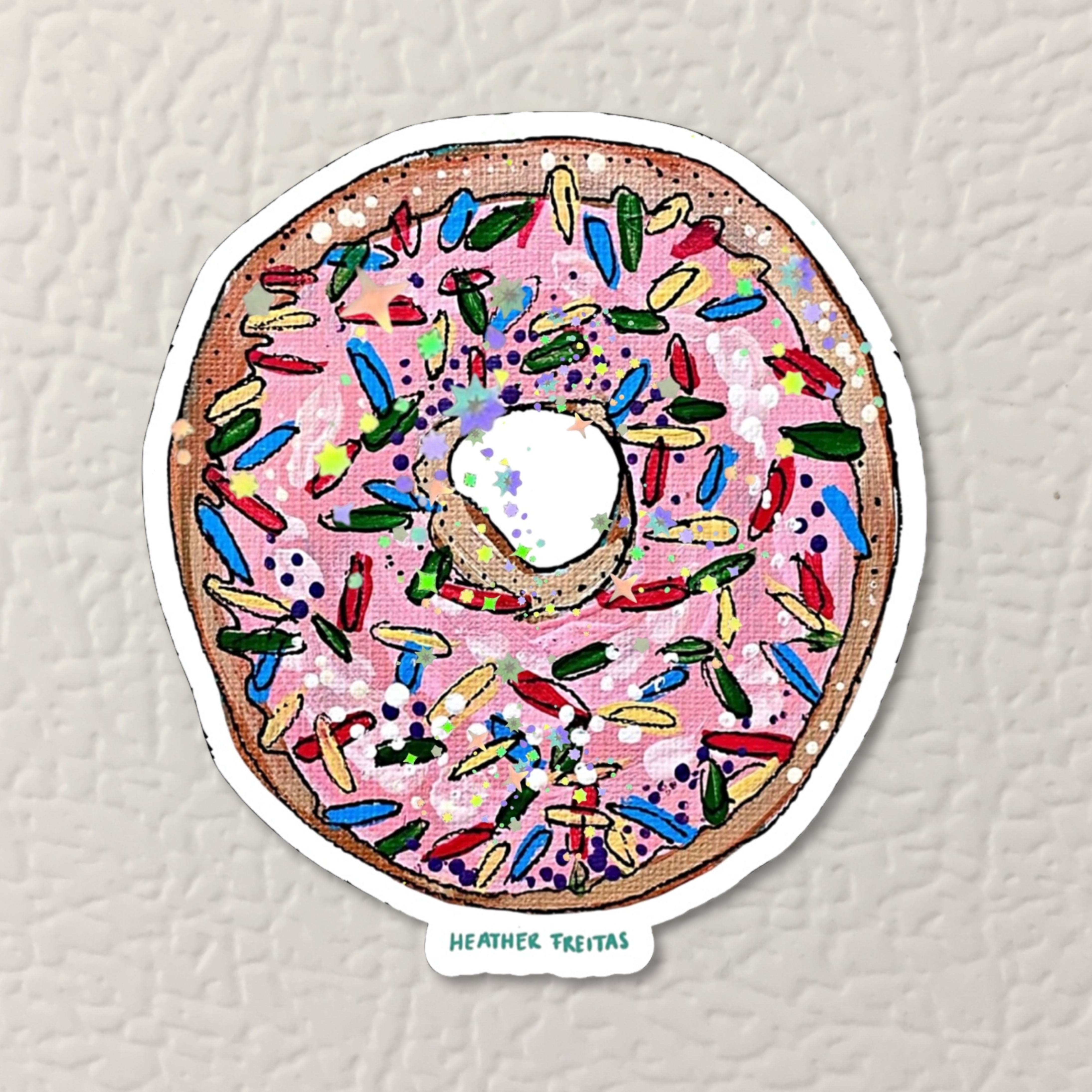 Pink Donut With Sprinkles Magnet ( Die-Cut )